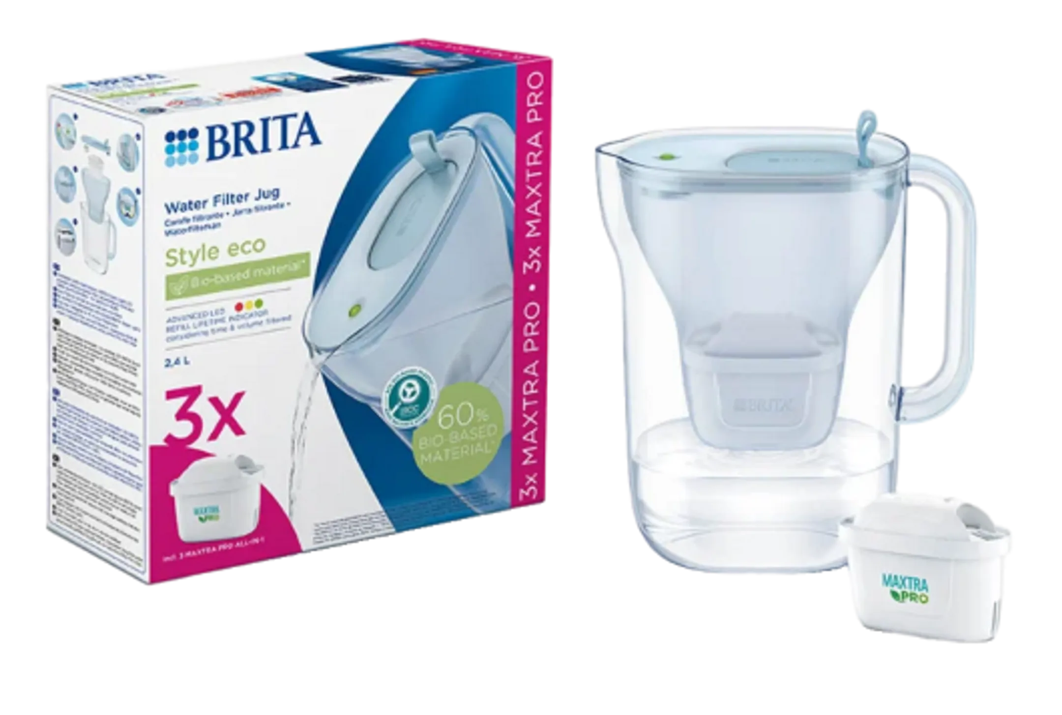 Carafe filtrante ECO Bleu + 3 Maxtra Pro All-In-1