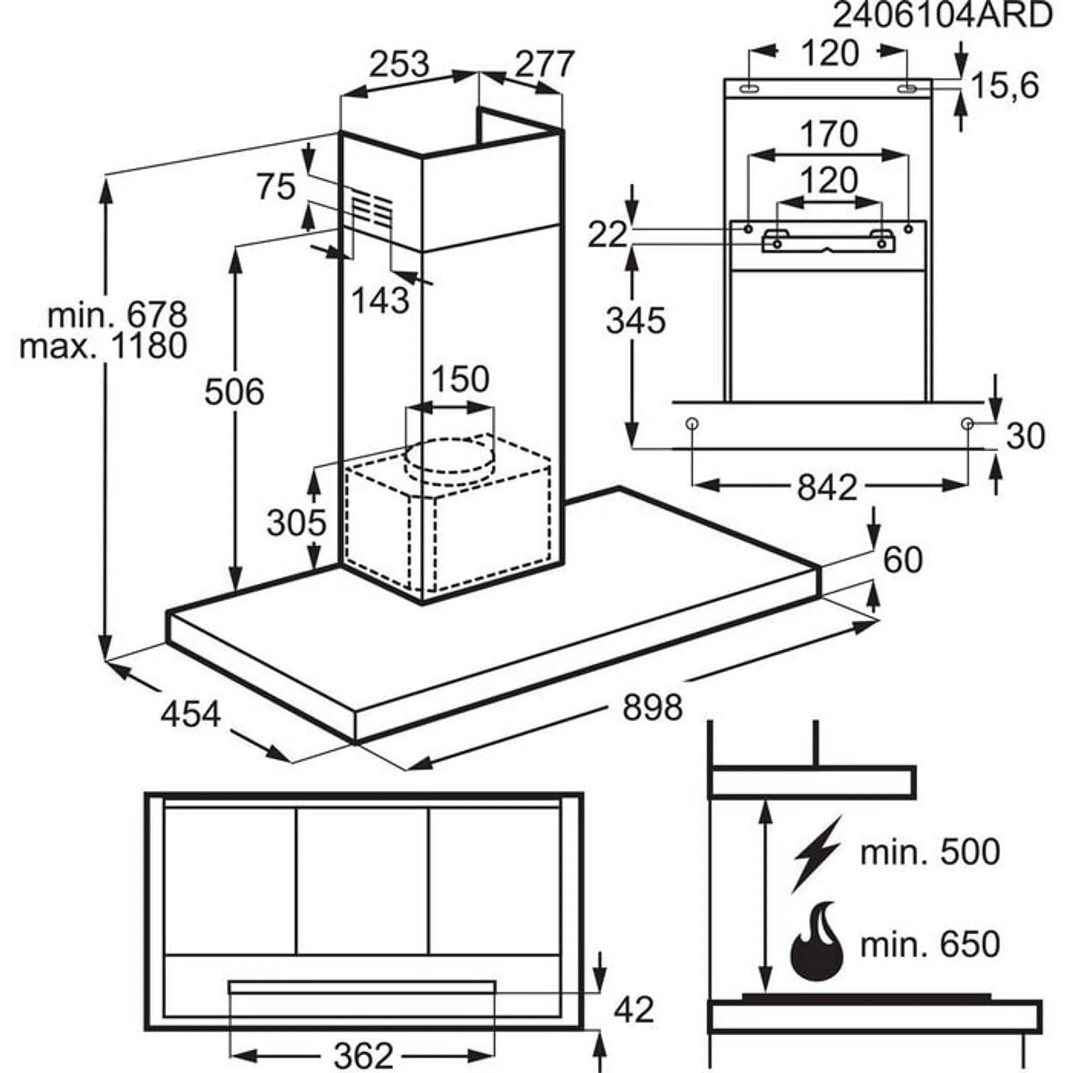 AEG Hotte cheminée avec Hob2Hood NDB6791HB image