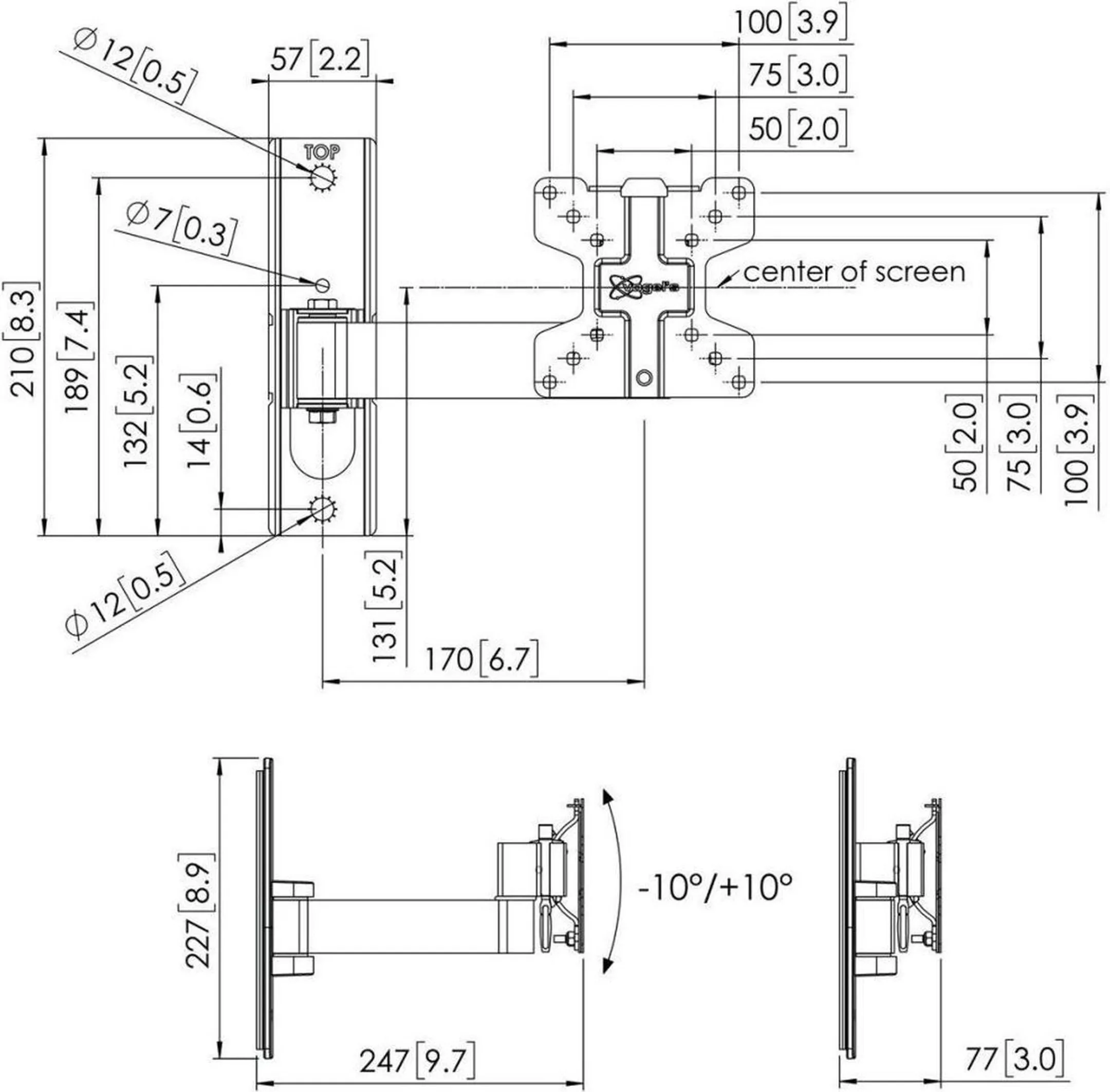 Vogels PFW 1030 Draaibare wandsteun 10,1-27,5 inch - Zwart image