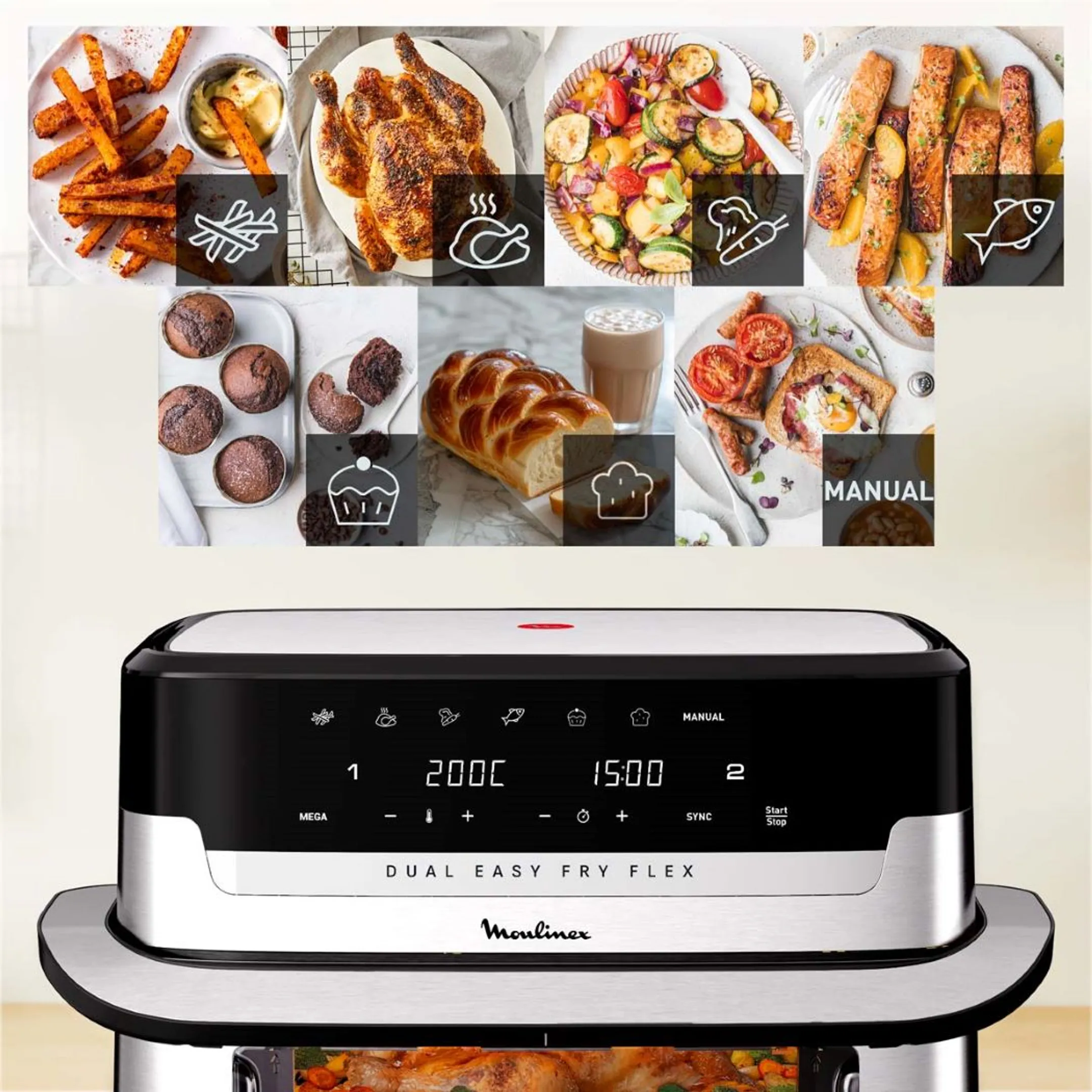 Moulinex Airfryer Dual Easy Fry Flex EZ922DF0 image