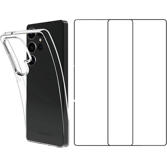 Coque + 2 pièces protège-écrans pour Galaxy S25 Ultra
