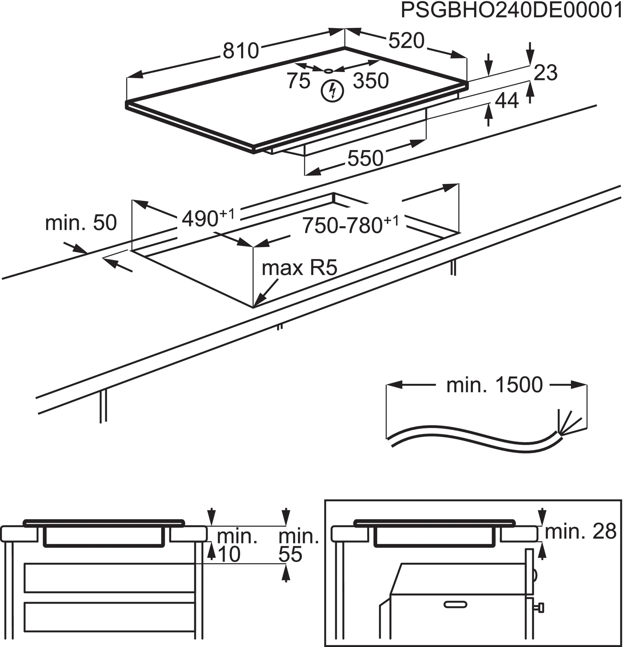 AEG Taque induction TII84B00FZ SaphirMatt® 80 cm image
