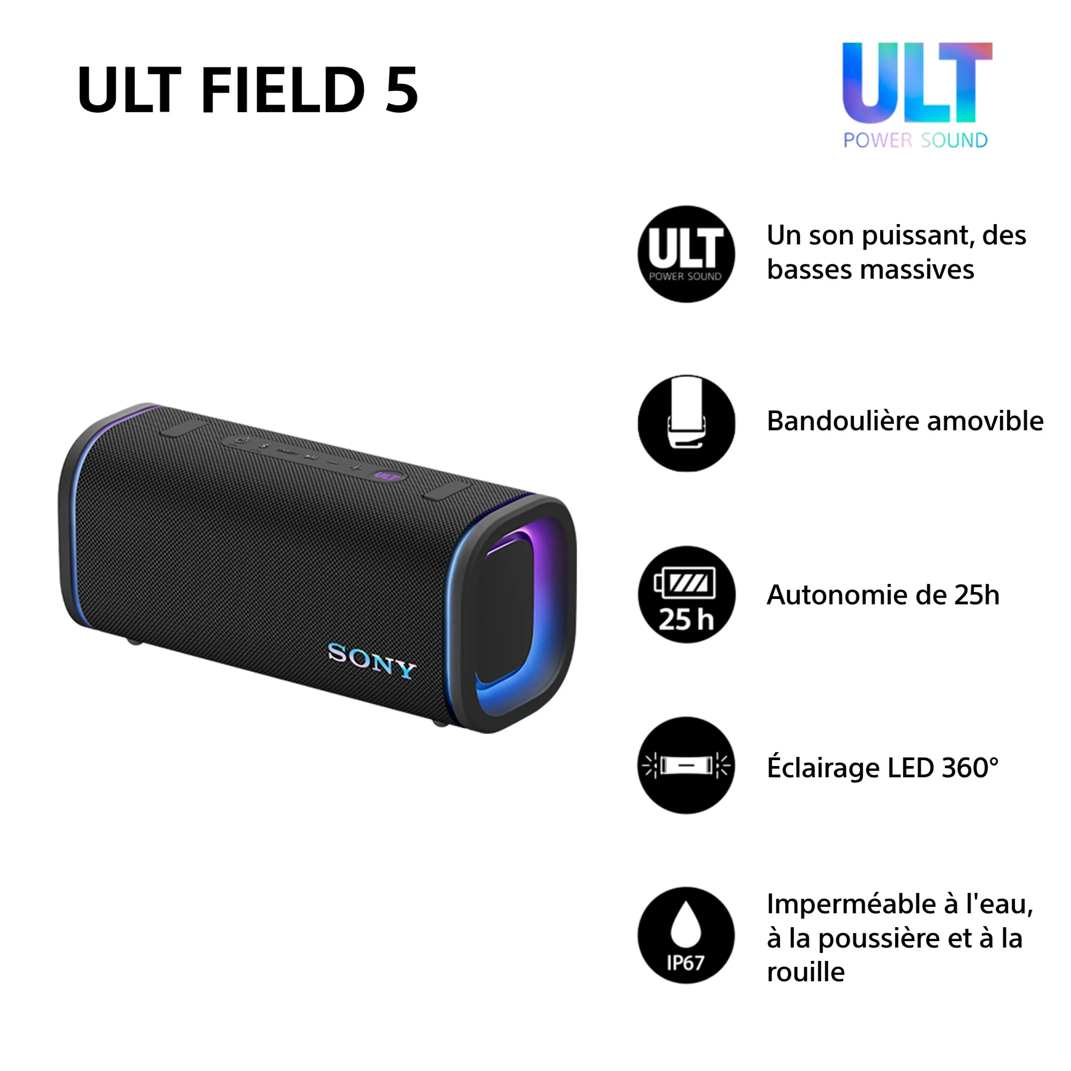 Sony Enceinte Bluetooth ULT 5 - Noir image