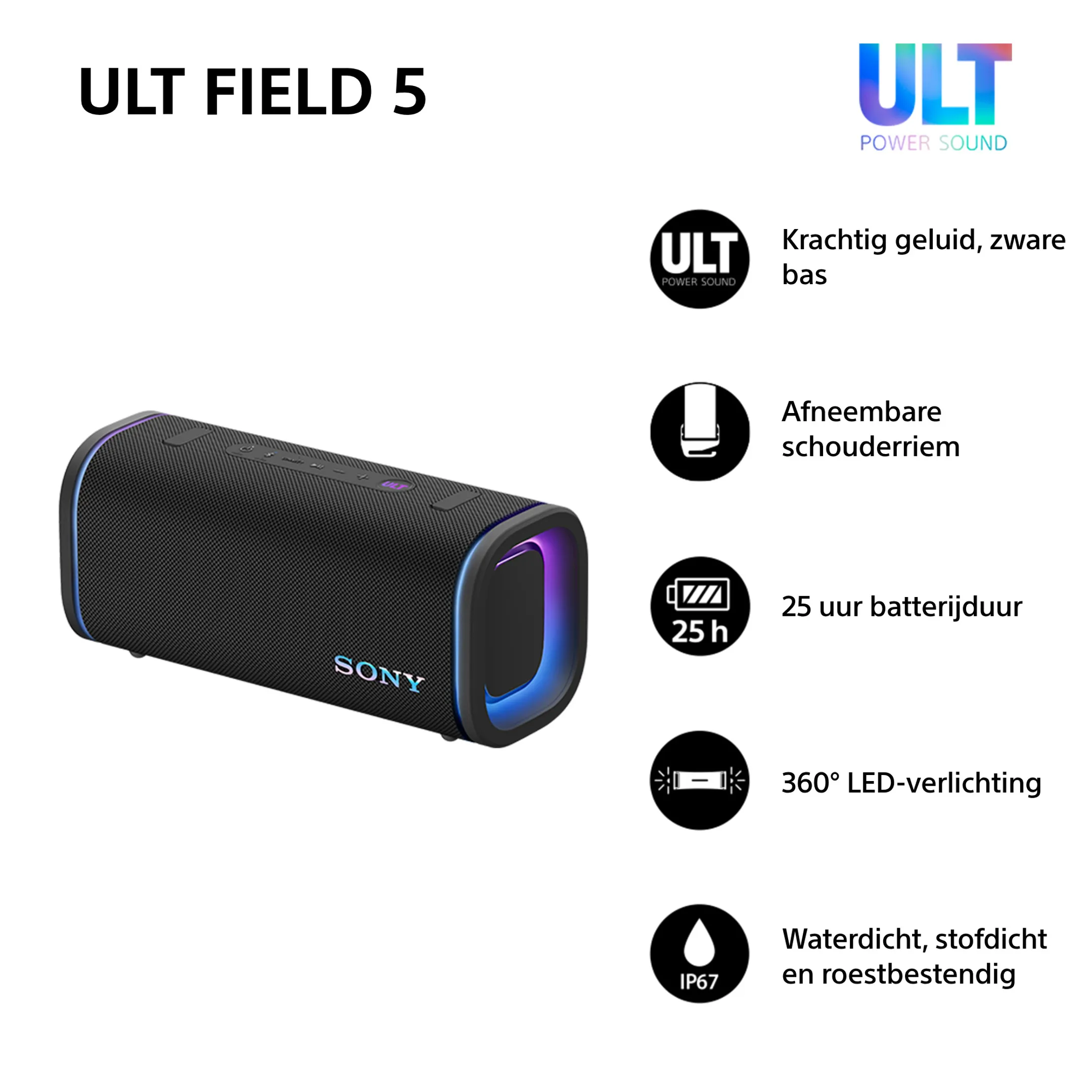 Sony Bluetooth speaker ULT 5 - Zwart image