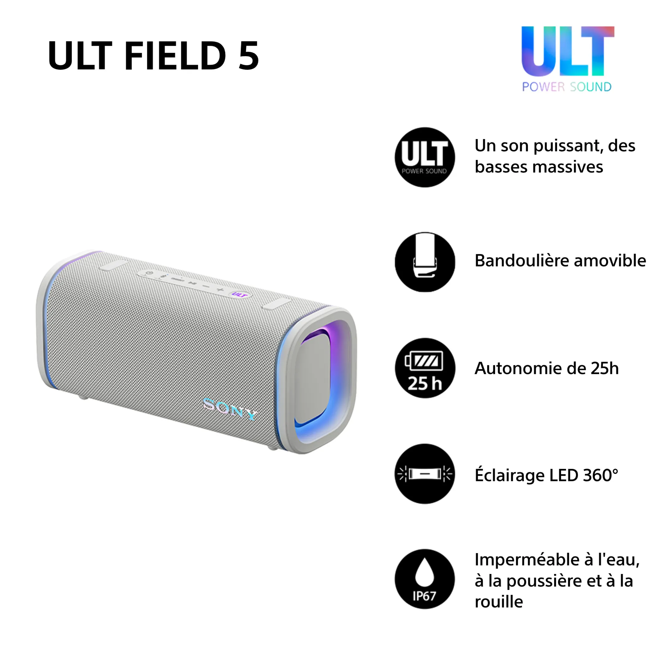 Sony Enceinte Bluetooth ULT 5 - Gris image