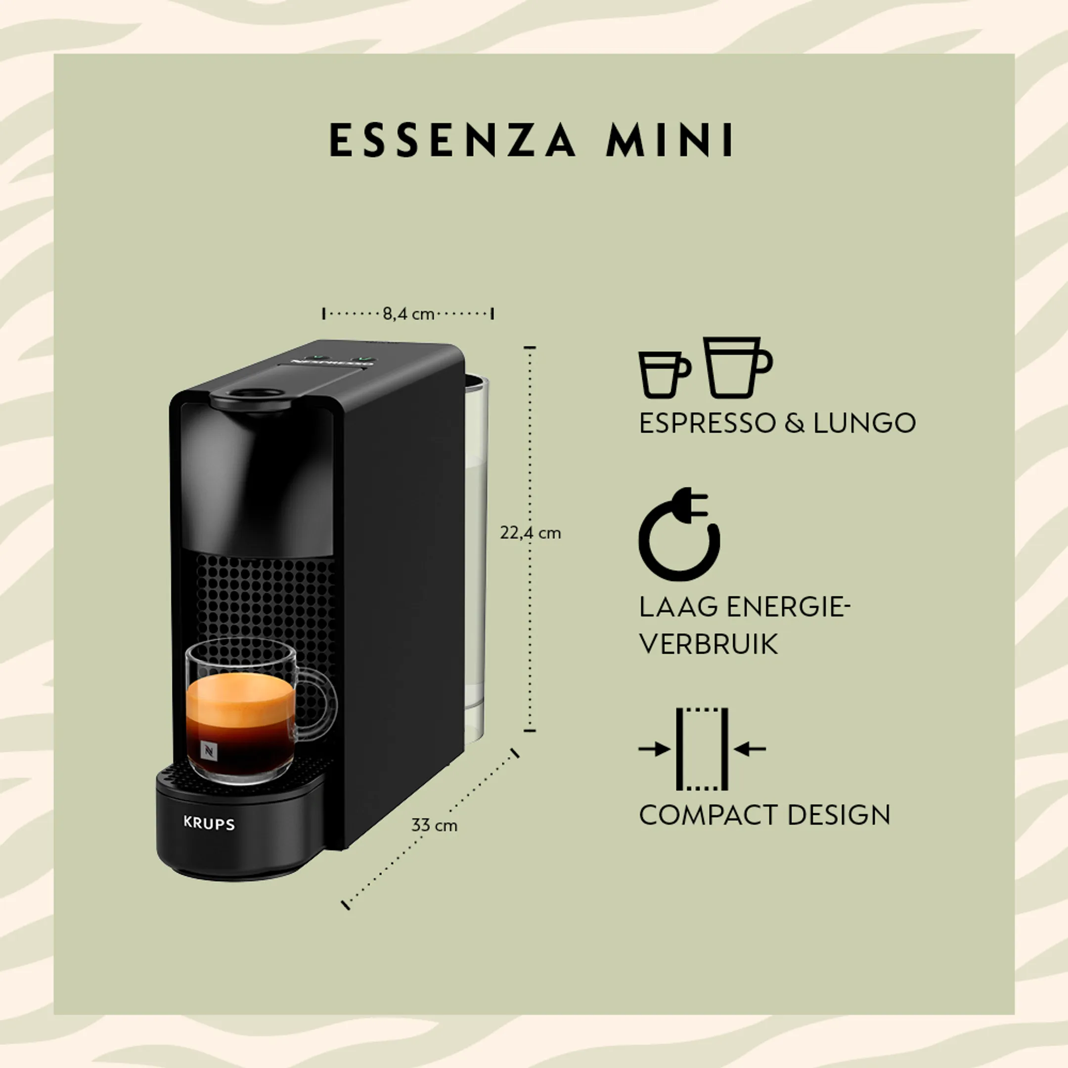 Krups Koffiemachine Nespresso Essenza Mini Black + 50 capsules + €30 koffiekorting image