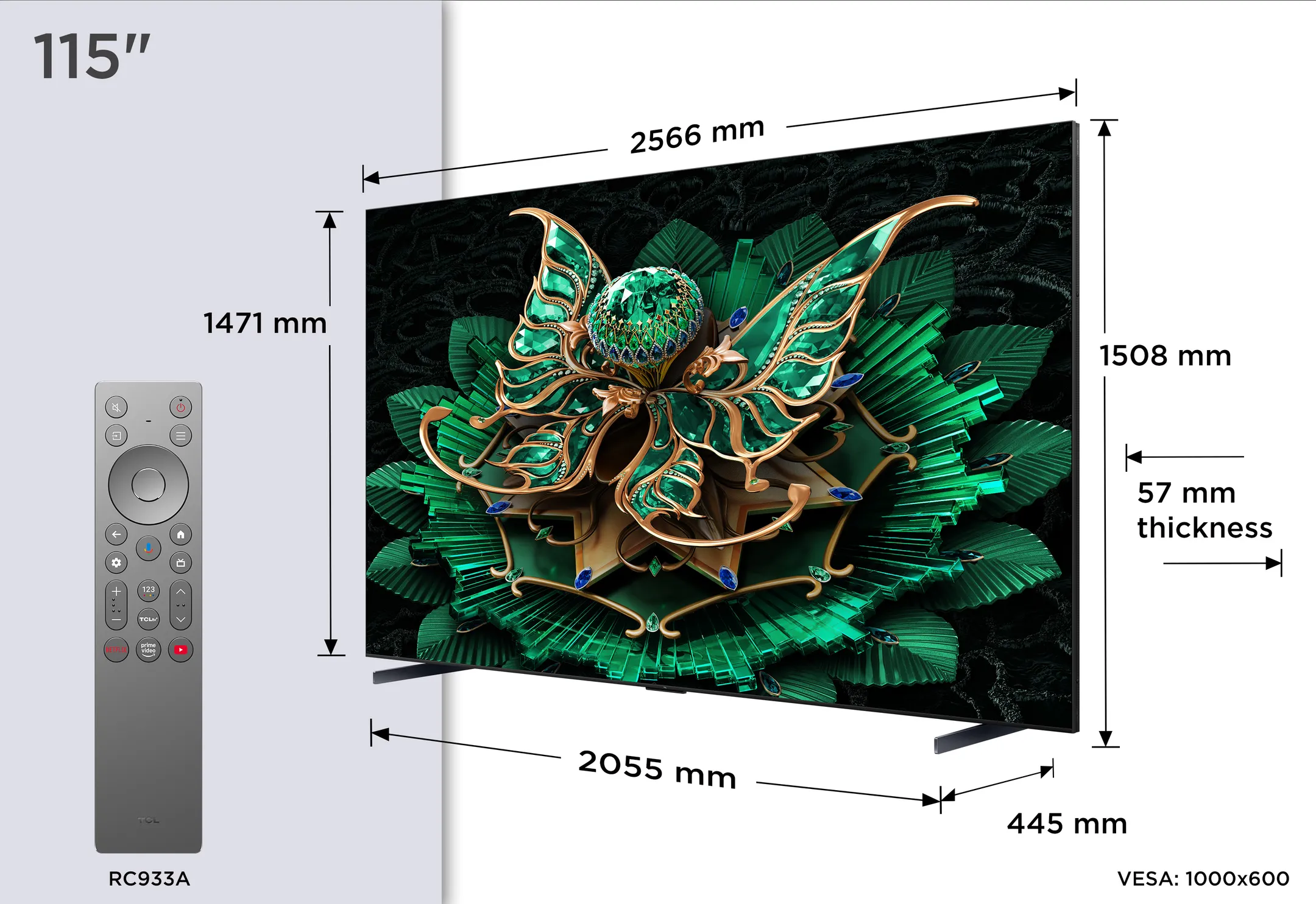 TCL QD Mini-LED 4K TV 115C7K (2025) - 115 inch image
