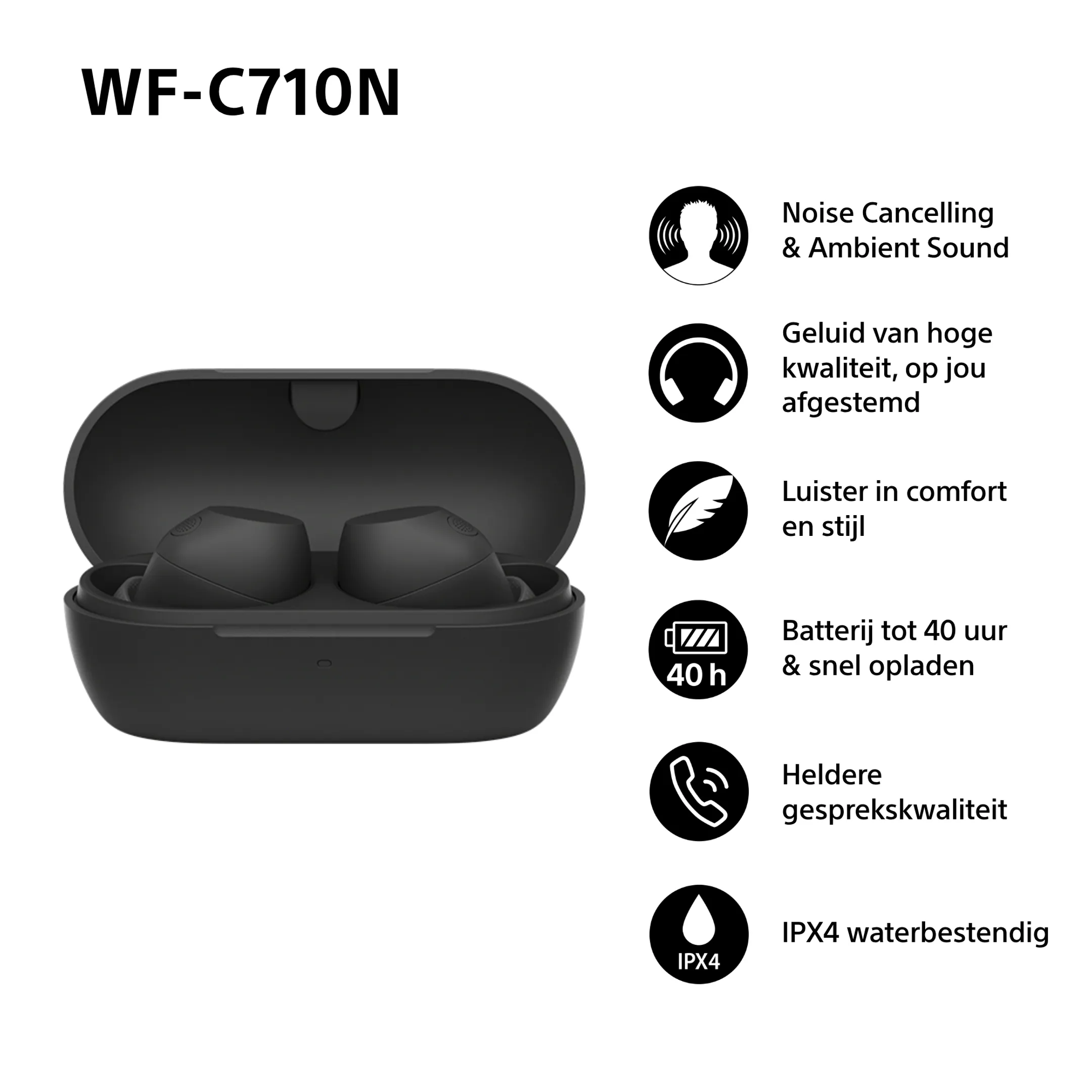 Sony WF-C710 oortjes - Zwart image