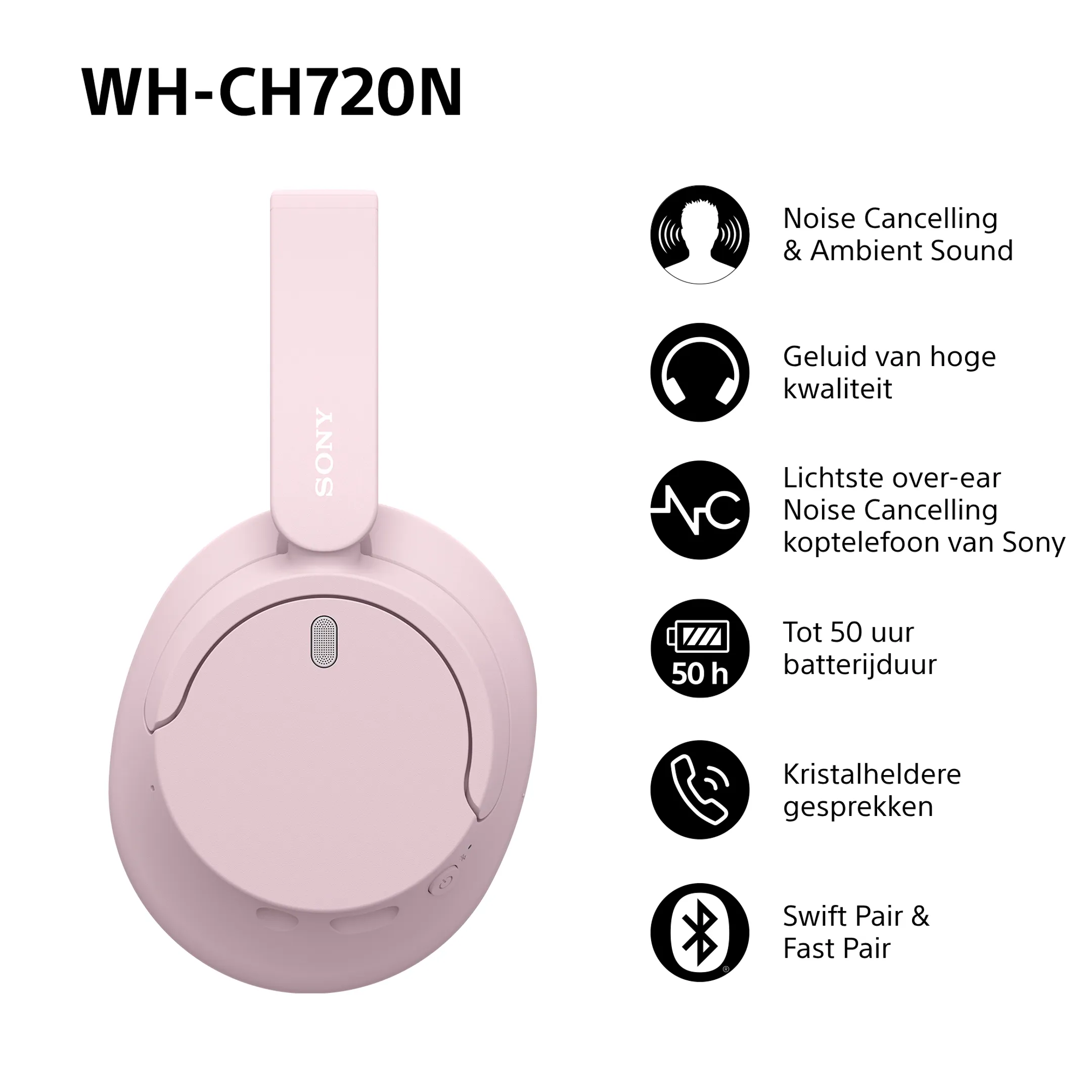 Sony  WH-CH720 Koptelefoon - Roze image