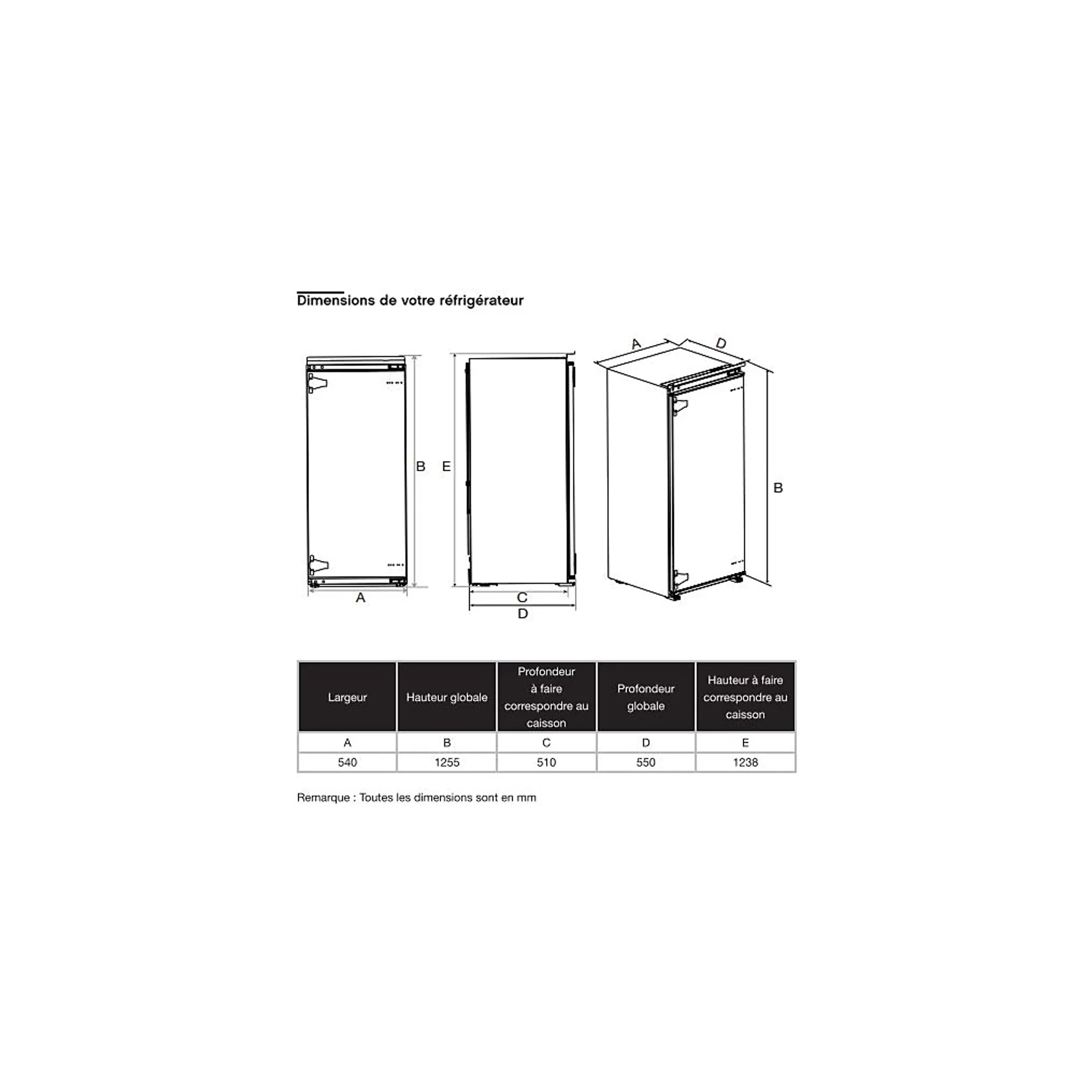 Essentiel-B Frigo encastrable ERLI125-55miB1 image