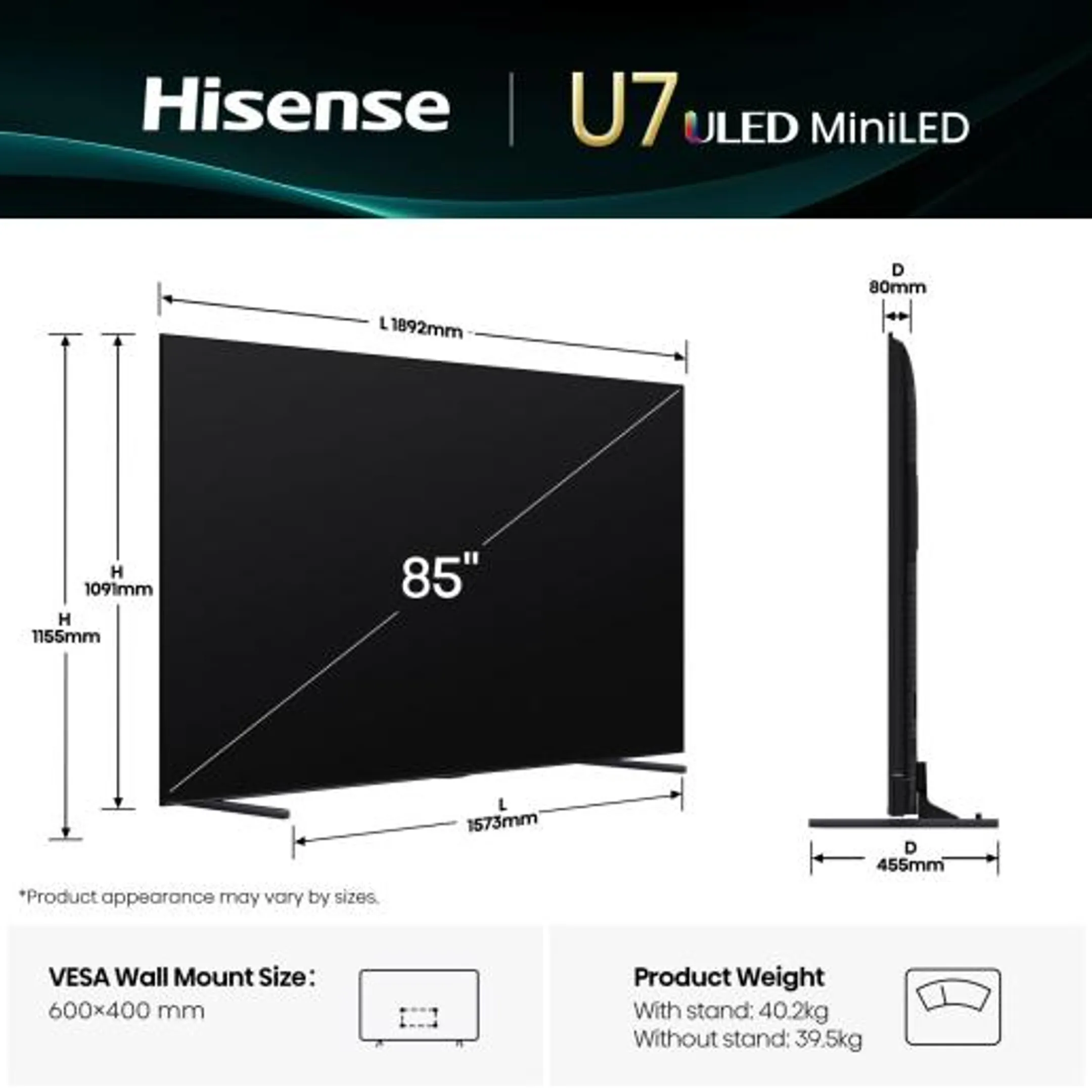 Hisense Mini-LED 4K TV 85U79Q (2025) - 85 inch image