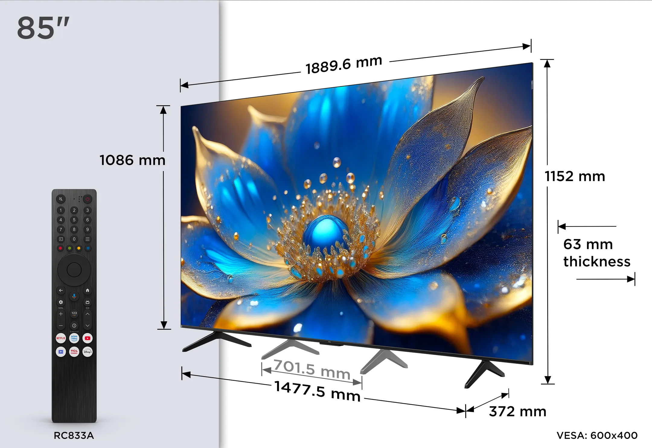 TCL QLED 4K TV 85P79K (2025) - 85 inch image