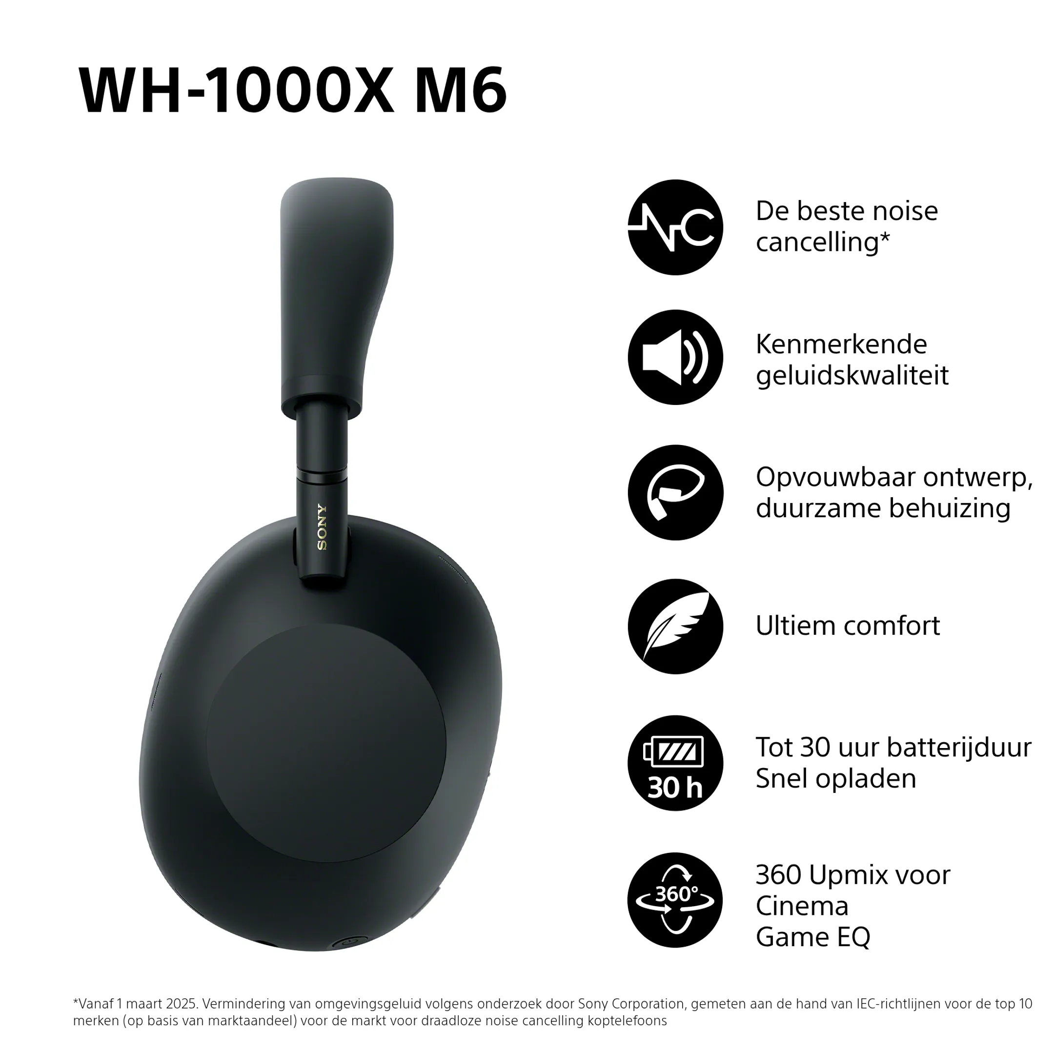 Sony WH-1000XM6 koptelefoon - Zwart image