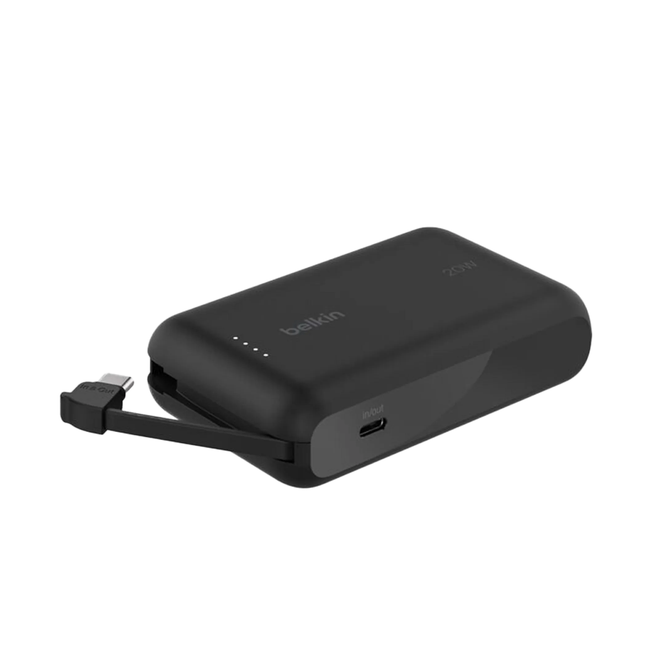 Batterie externe 10 000 mAh avec câble intégré - Noir