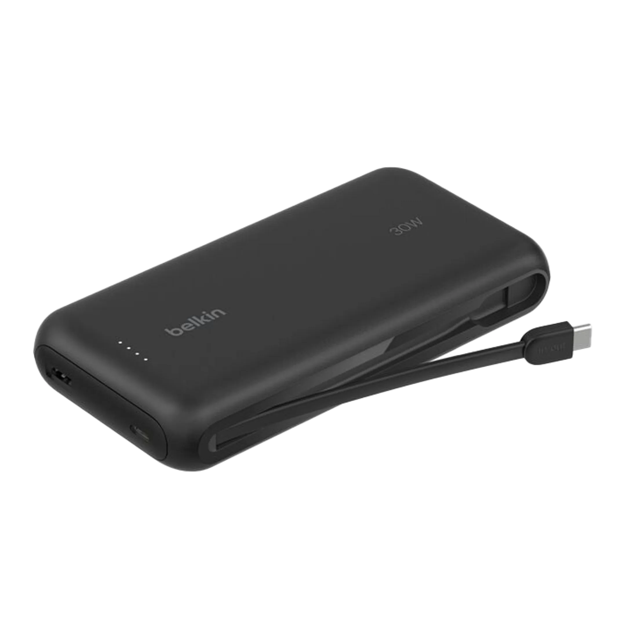 Batterie externe 20 000 mAh avec câble intégré - Noir