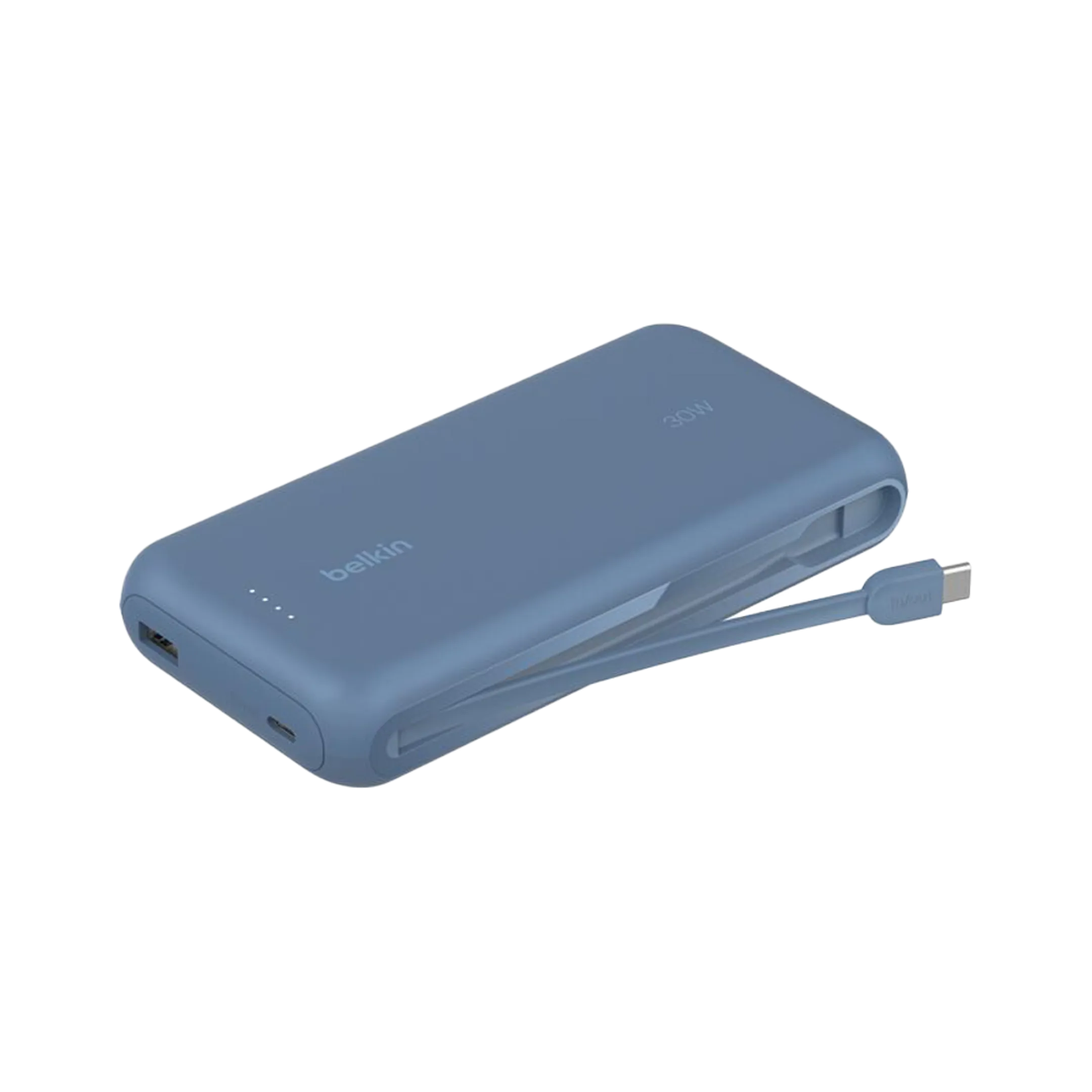 Batterie externe 20 000 mAh avec câble intégré - Bleu