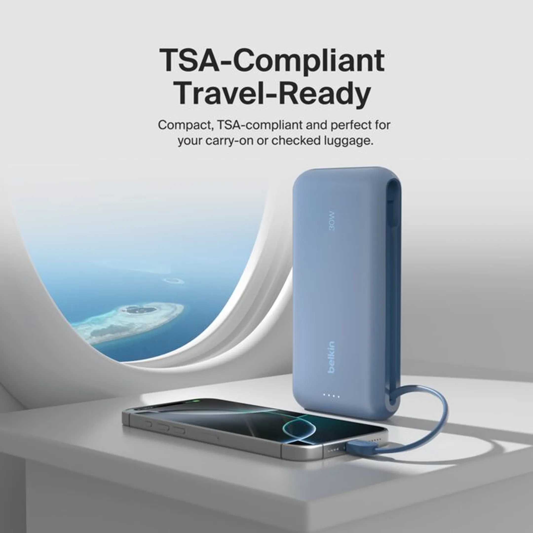 Belkin Powerbank 20.0000 mAh met geïntegreerde kabel - Blauw image