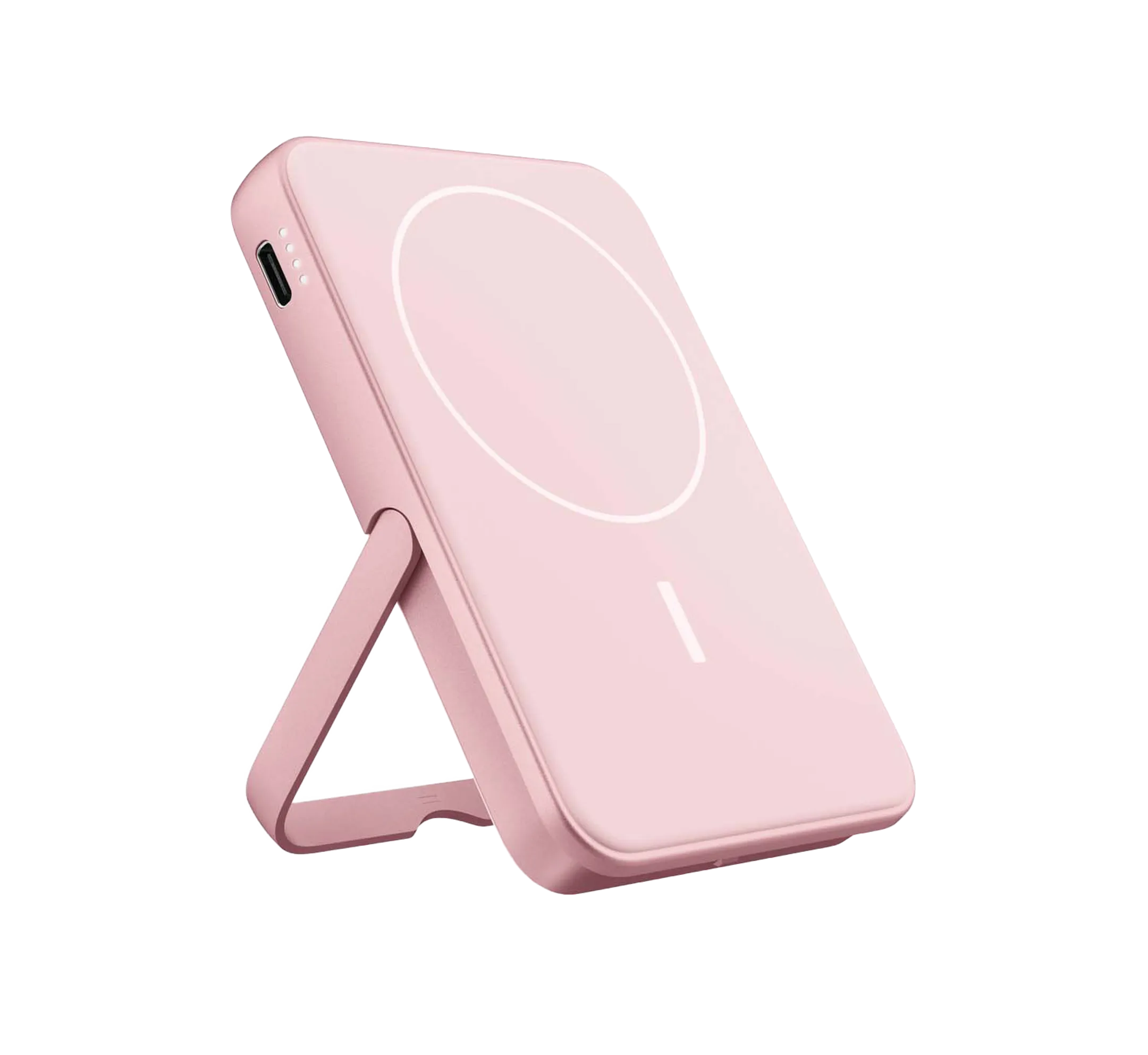 Batterie externe magnetique Qi 5.000 mAh - Rose