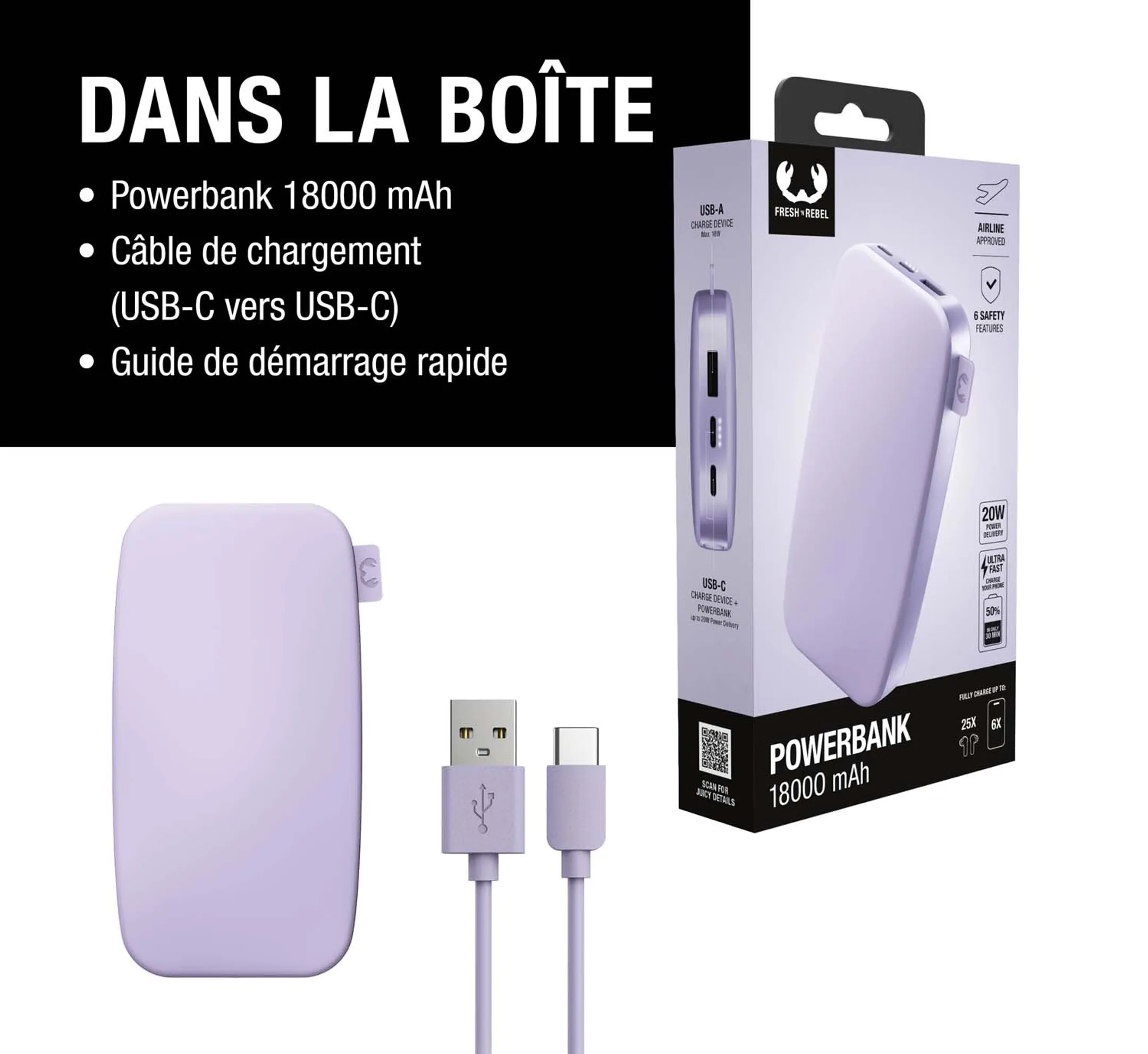 Fresh 'n Rebel Batterie externe 18.000 mAh - Mauve image
