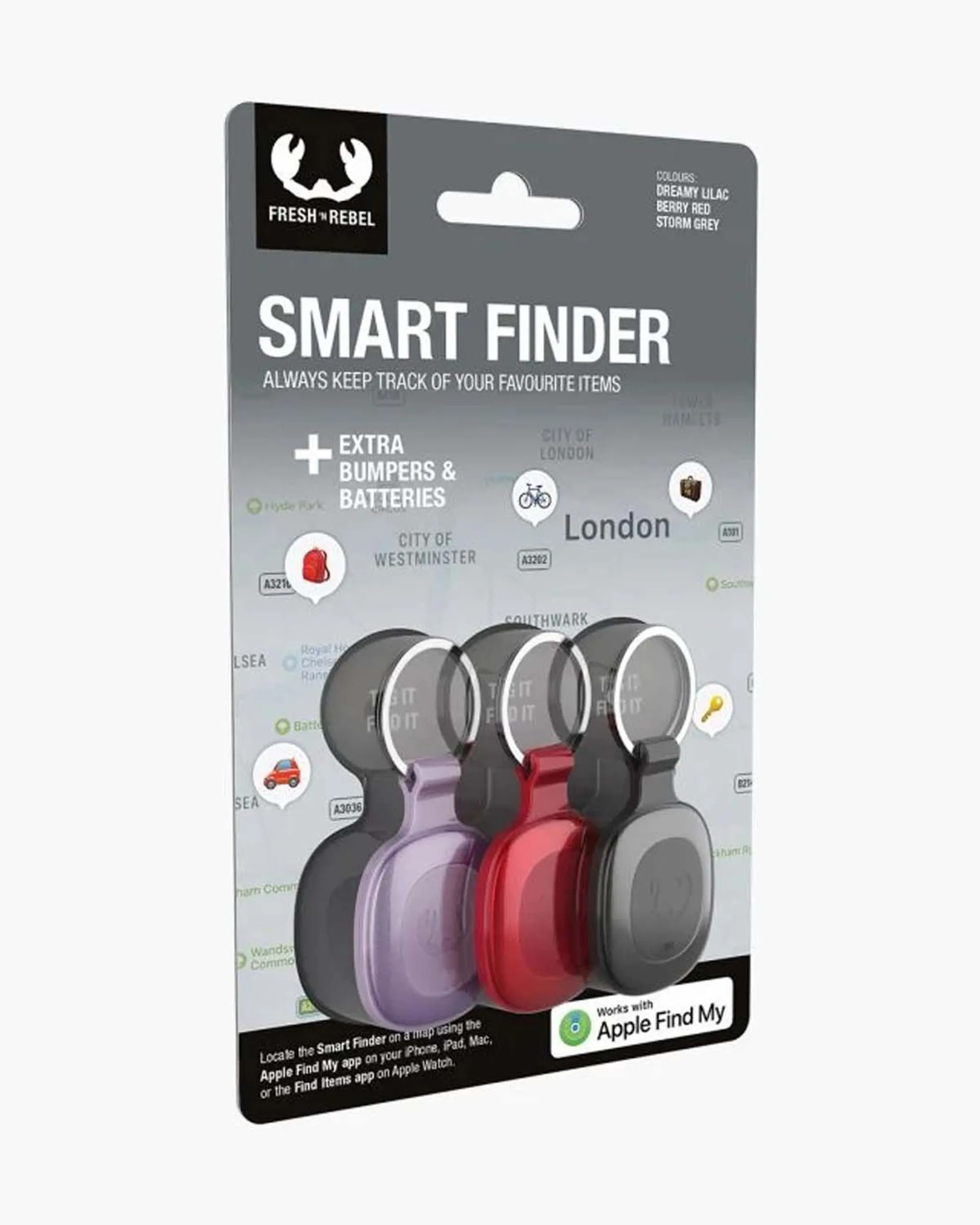 Fresh 'n Rebel Smart finder Tag 3 Pack - Rood, zwart & paars image