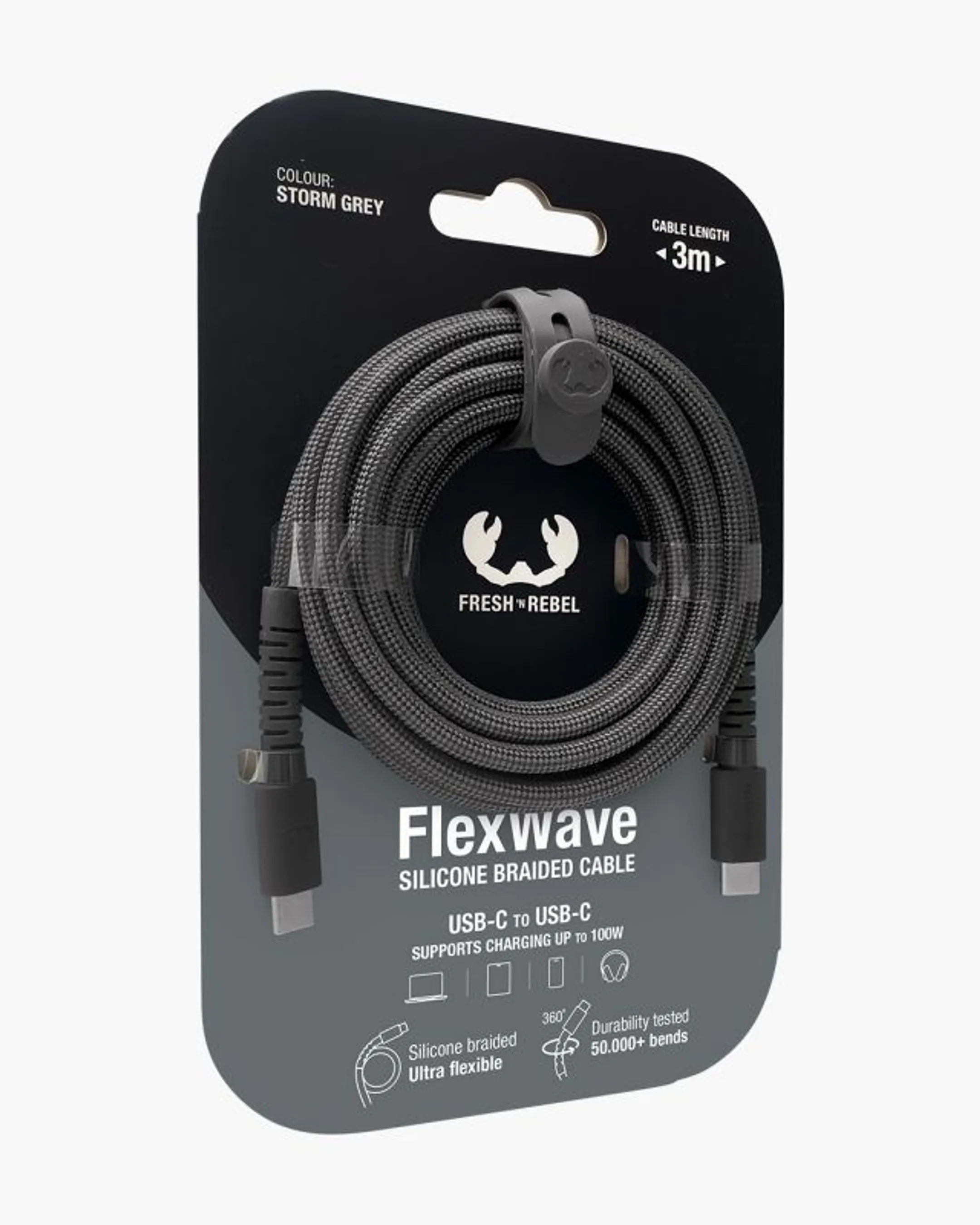 Fresh 'n Rebel Flexwave USB-C kabel - 3m - Zwart image