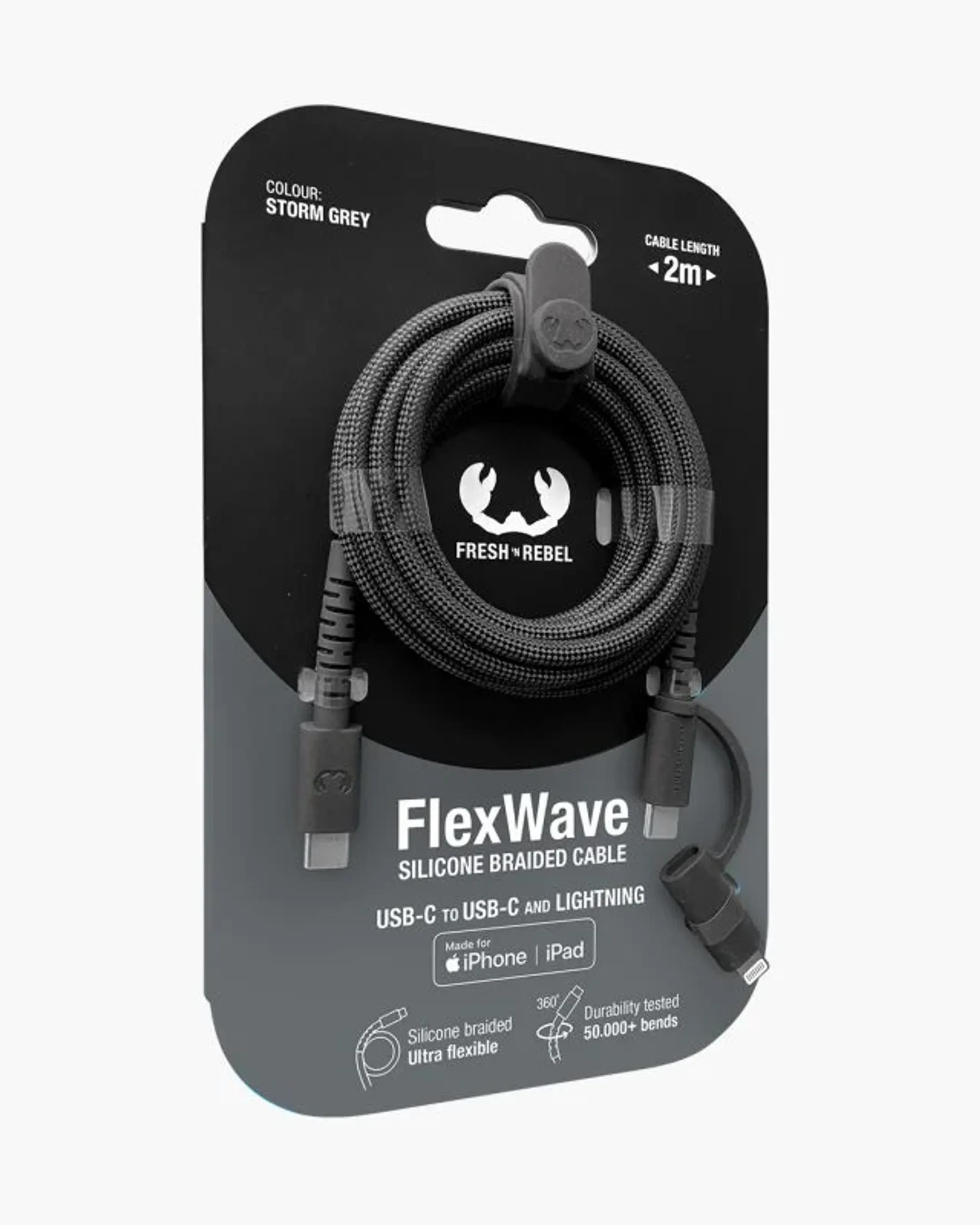 Fresh 'n Rebel Flexwave combo kabel - 2m - Zwart image