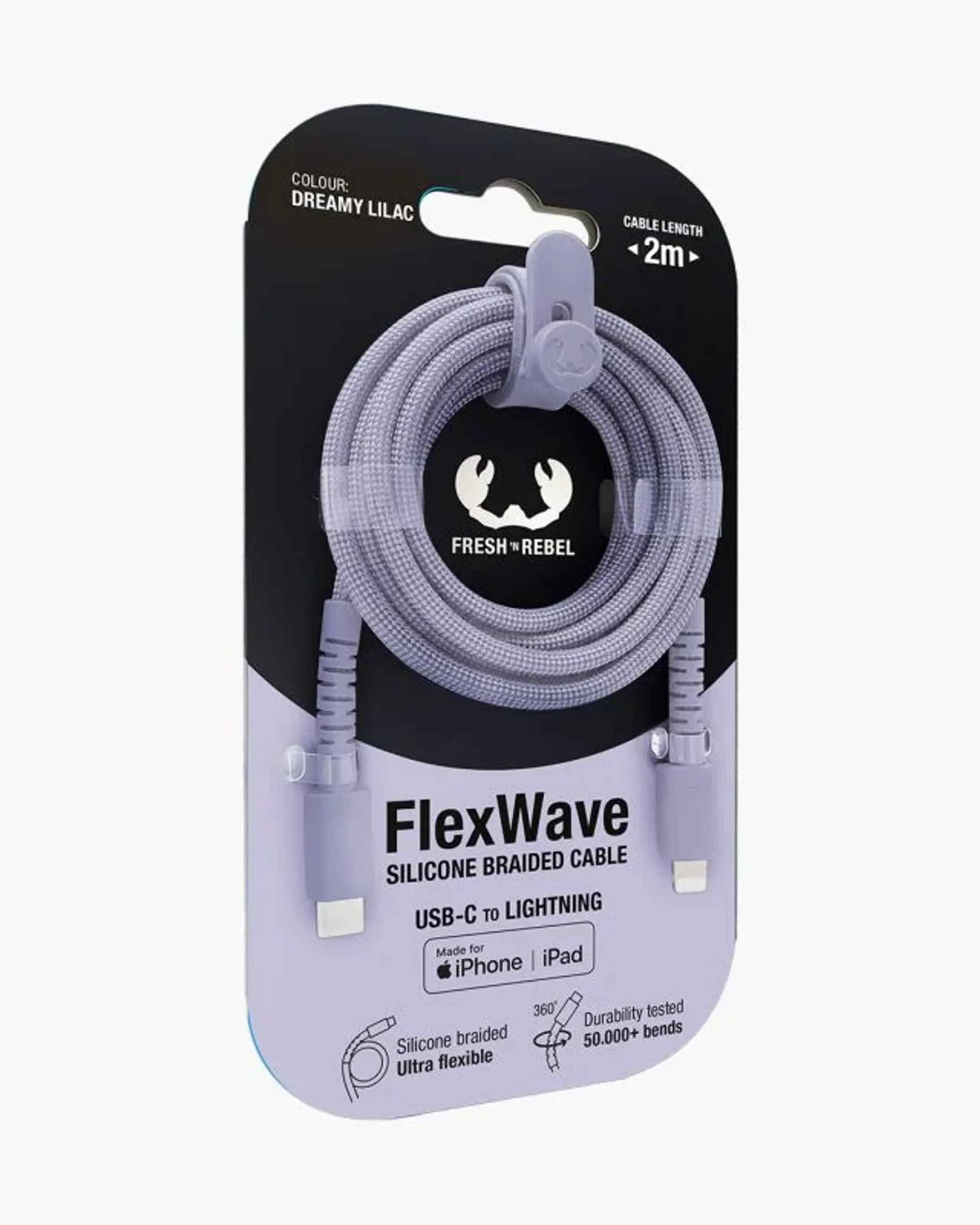 Fresh 'n Rebel Câble Flexwave USB-C vers Lightning - 2m - Mauve image