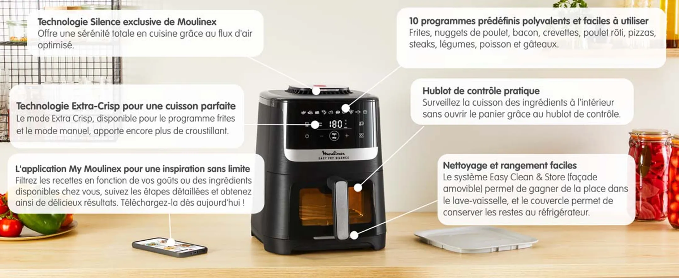 Moulinex Airfryer Easy Fry Silence EZ5568F0 image