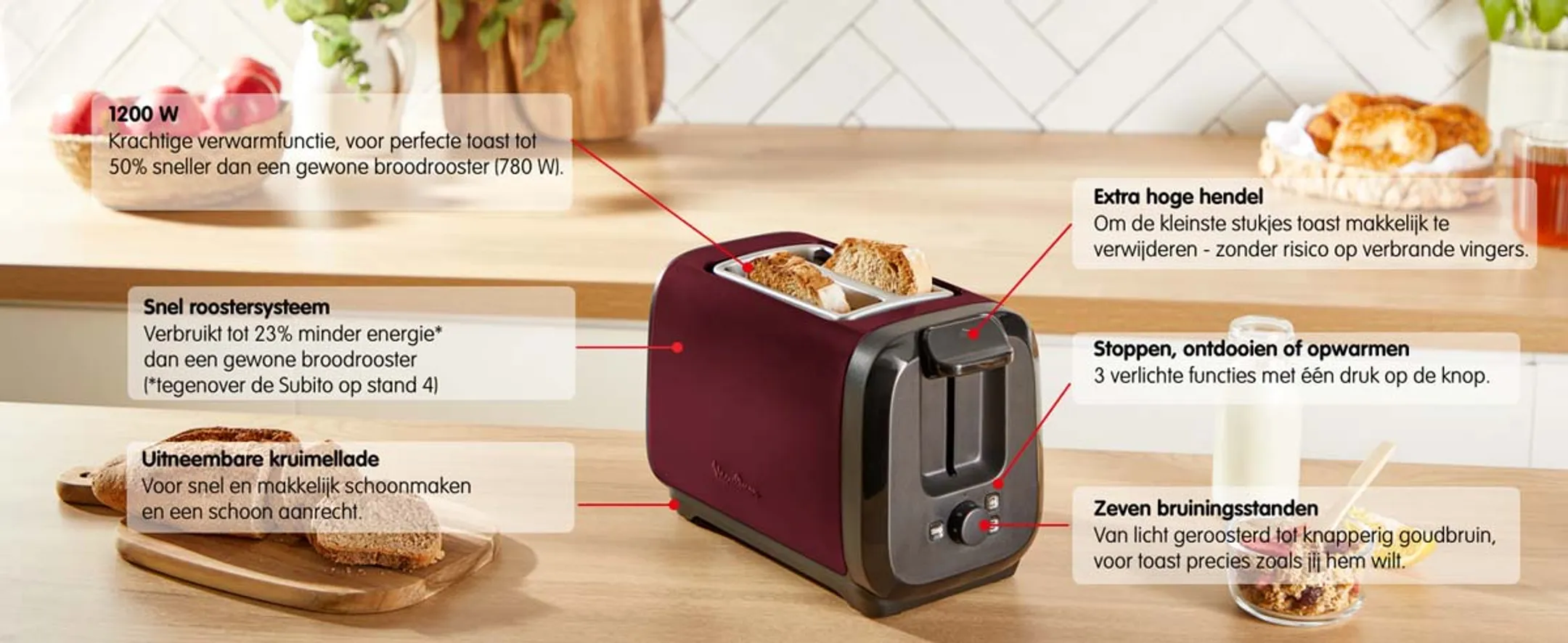 Moulinex Broodrooster Subito LT5S05E0 RED image