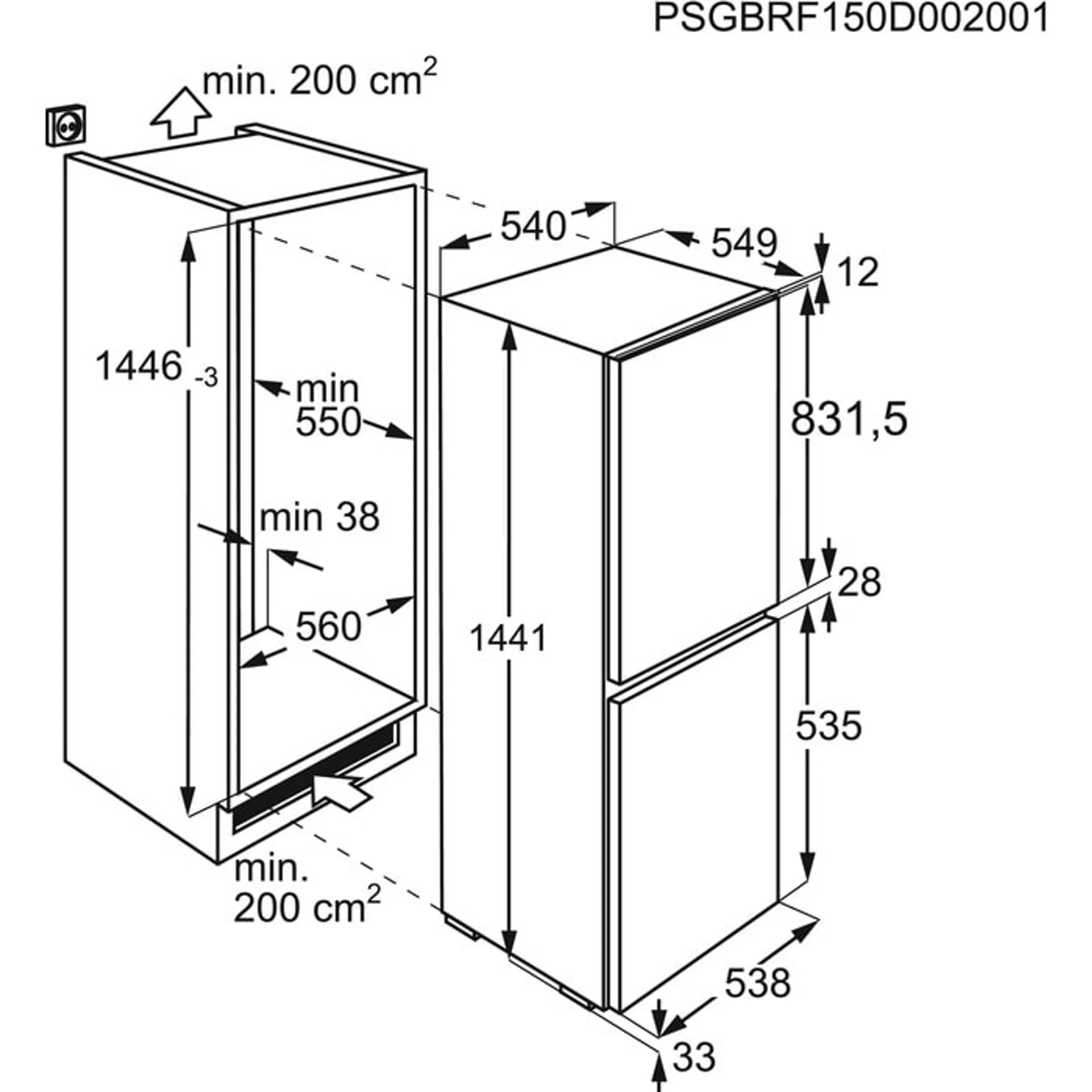 AEG Combi frigo-congélateur encastrable OSC5S141ES ColdSense  image