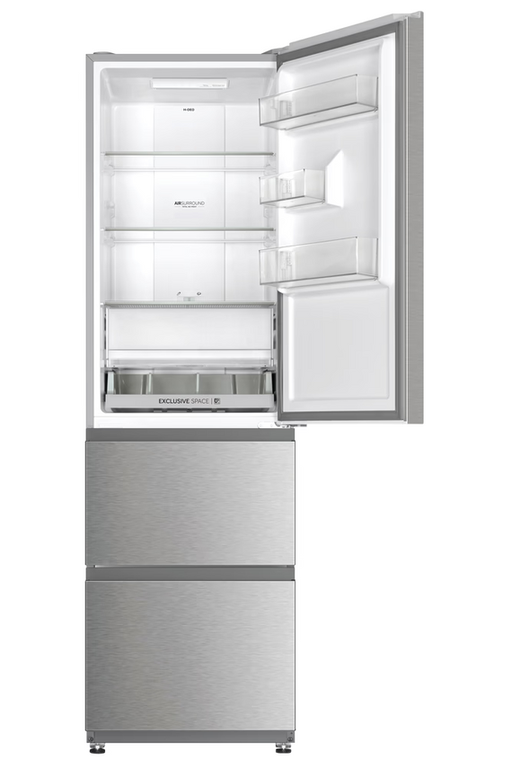 Haier Koelkast met diepvries HTR3518ENMX Direct Access lades roestvrijstaal, foto 2