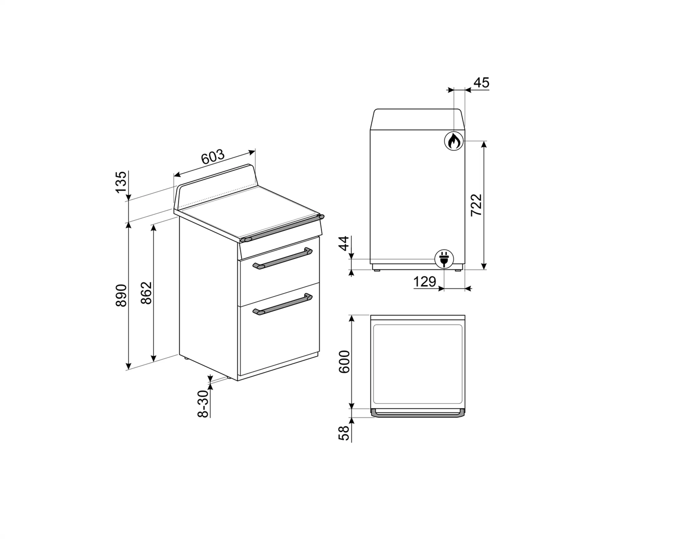 Smeg Cuisinière TR62P BUTANE image