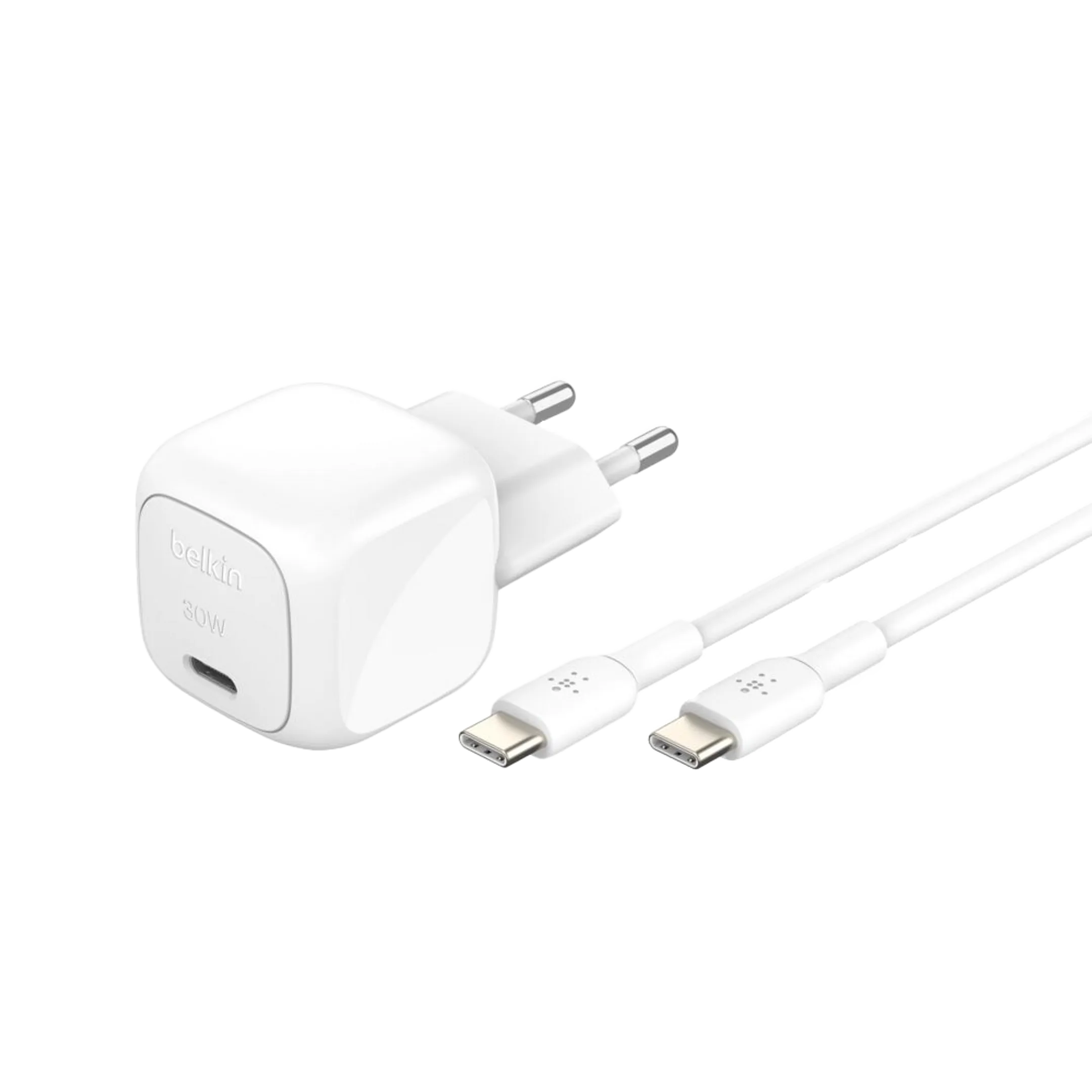 Chargeur secteur USB C 30W + câble USB-C - Blanc