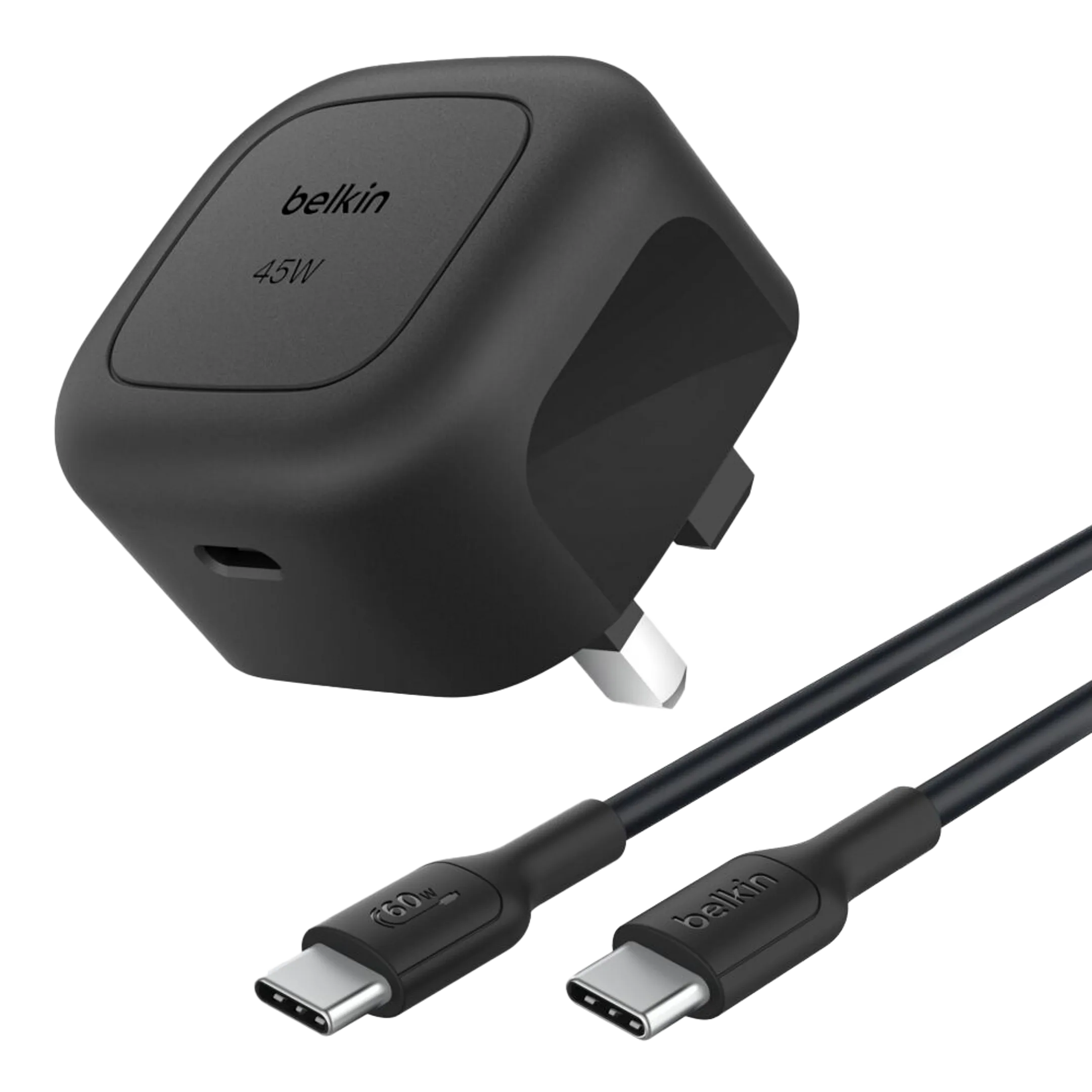 Chargeur secteur USB C 45 W + câble USB-C - Noir