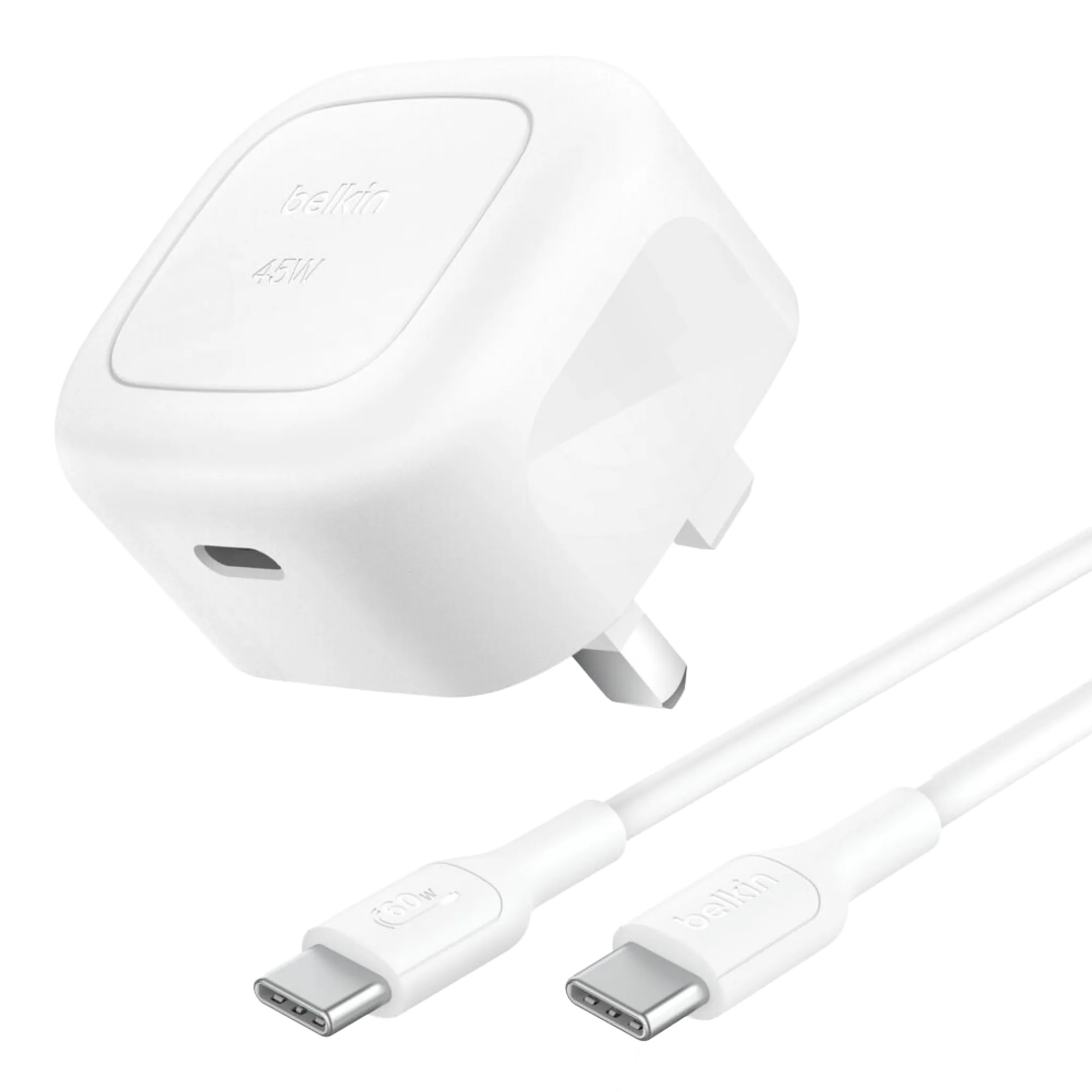 45 W USB C netstroomlader + USB-C Kabel - Wit