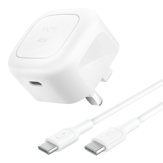 Chargeur secteur USB C 45 W + câble USB-C - Blanc