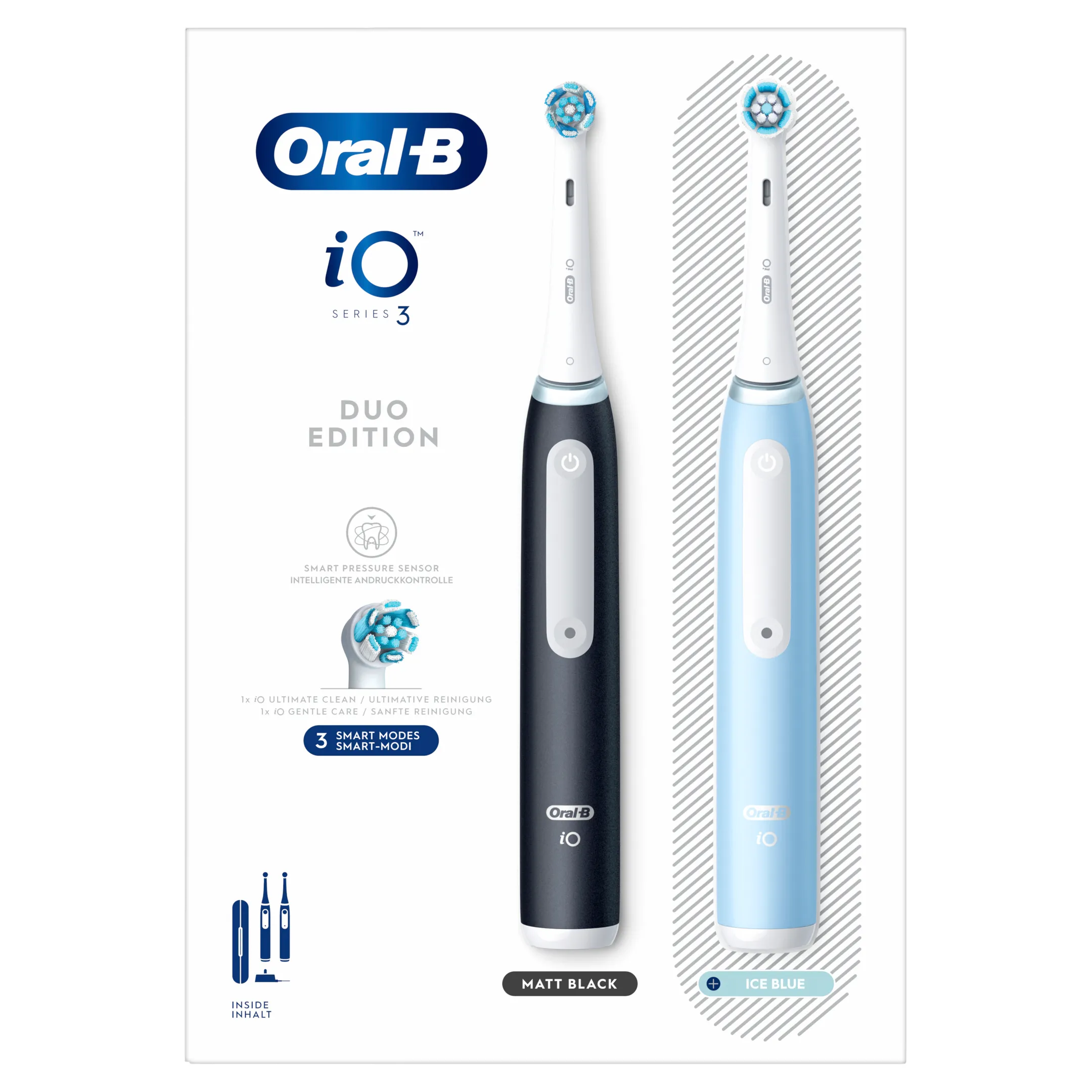 Oral-B Brosse à dents électrique iO3 Duo Matt Noir/Ice Bleu + Étui de voyage image