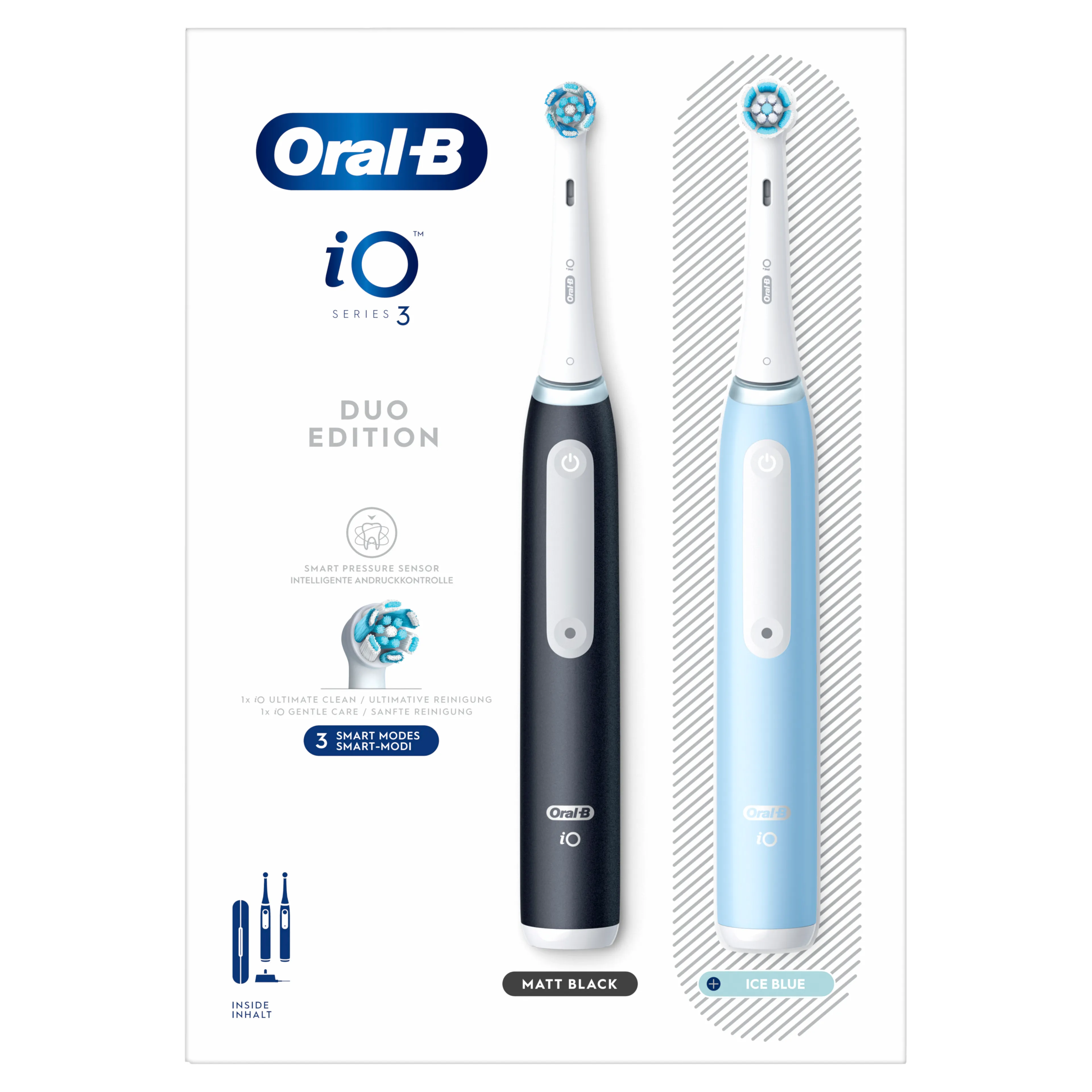 Oral-B Elektrische tandenborstel iO3 Duo Matt Zwart/Ice Blauw + Reisetui image