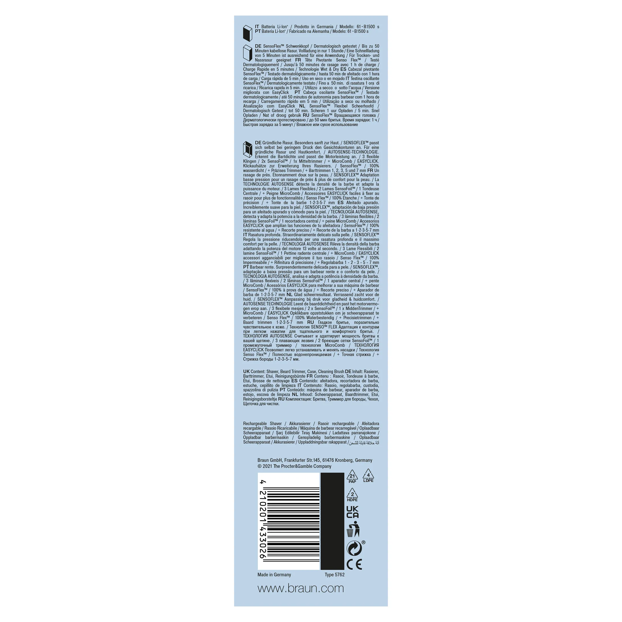 Braun Scheerapparaat Wet & Dry Series 6 60-B1500s image
