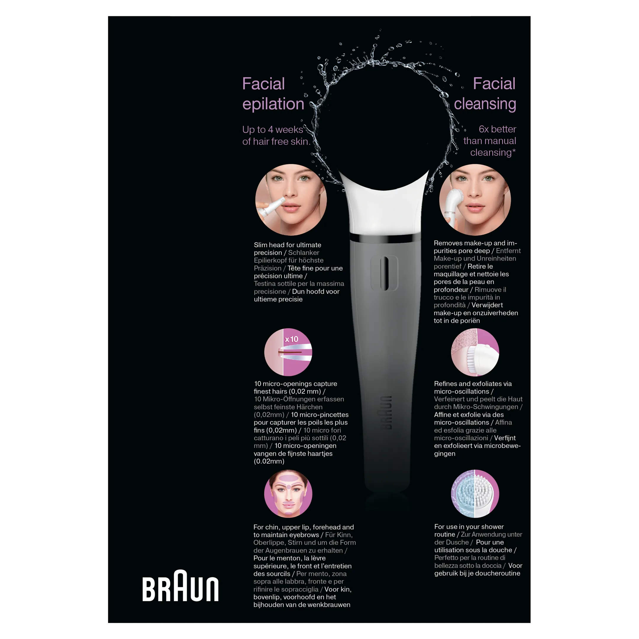 Braun Face 810 Épilateur Visage Et Brosse Nettoyante Visage Avec Pile Supplémentaire image