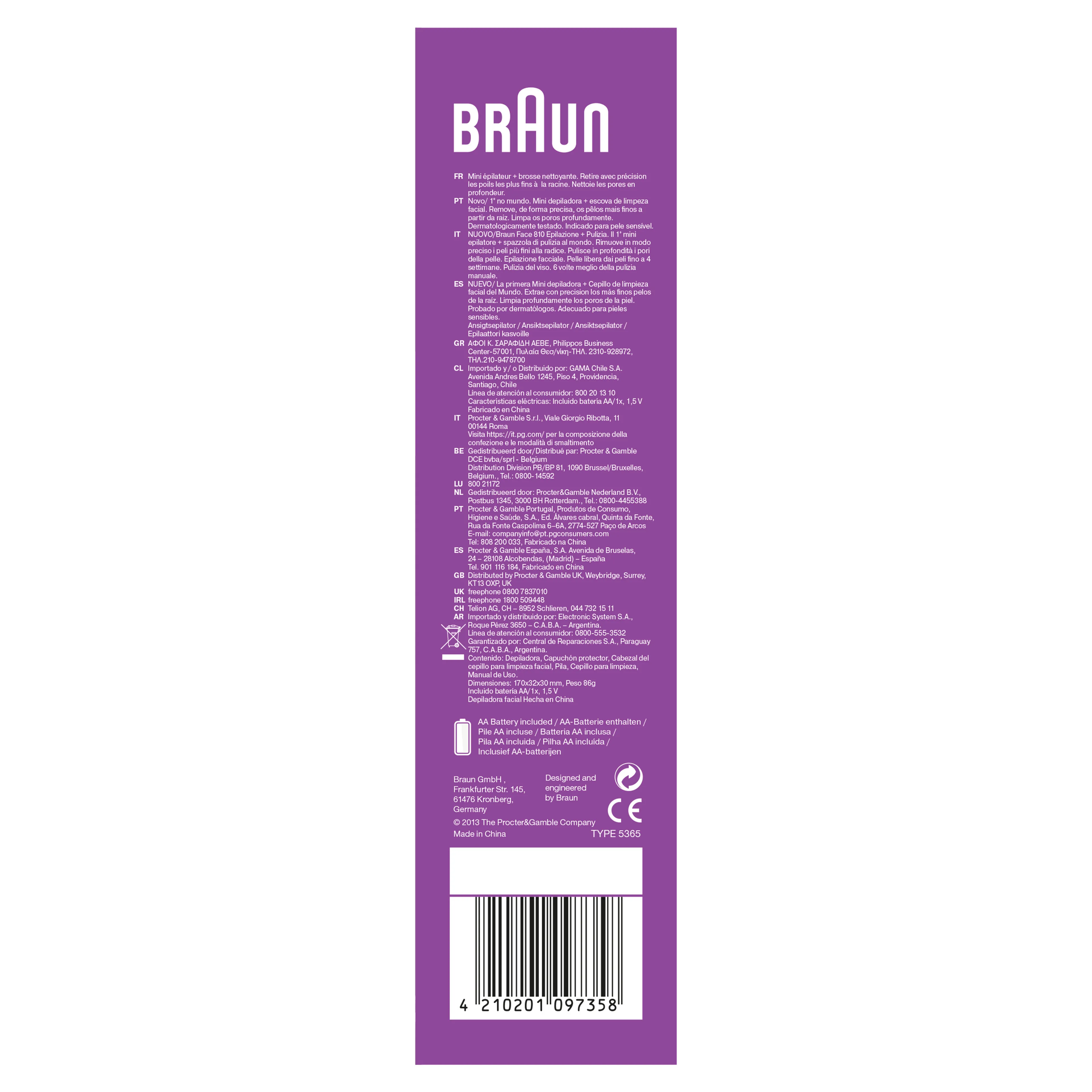 Braun Face 810 Gezichtsepilator En Reinigingsborstel Voor Het Gezicht Met Extra Batterij image