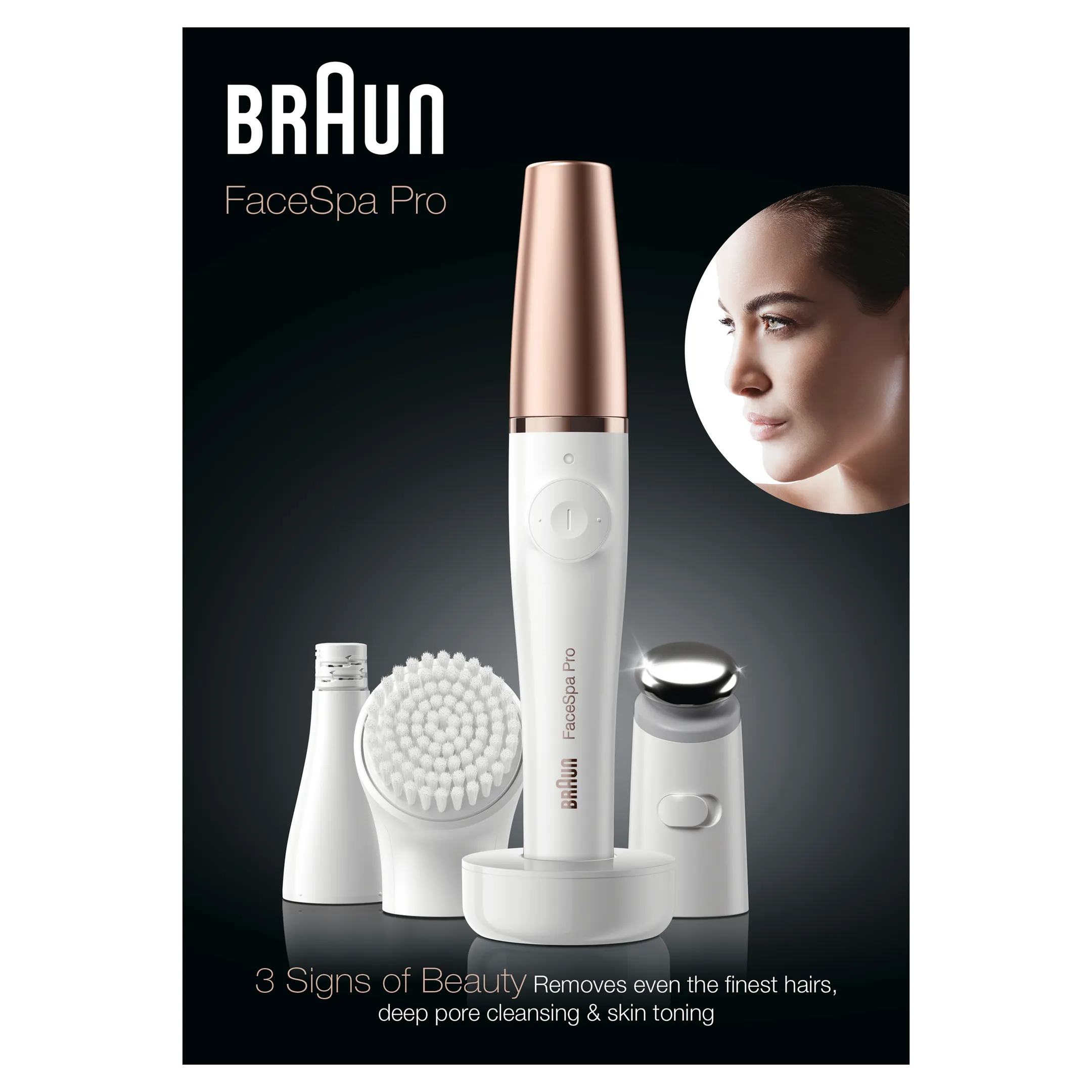Braun FaceSpa Pro 911 Épilateur Visage Blanc/Bronze Avec 3 Accessoires image