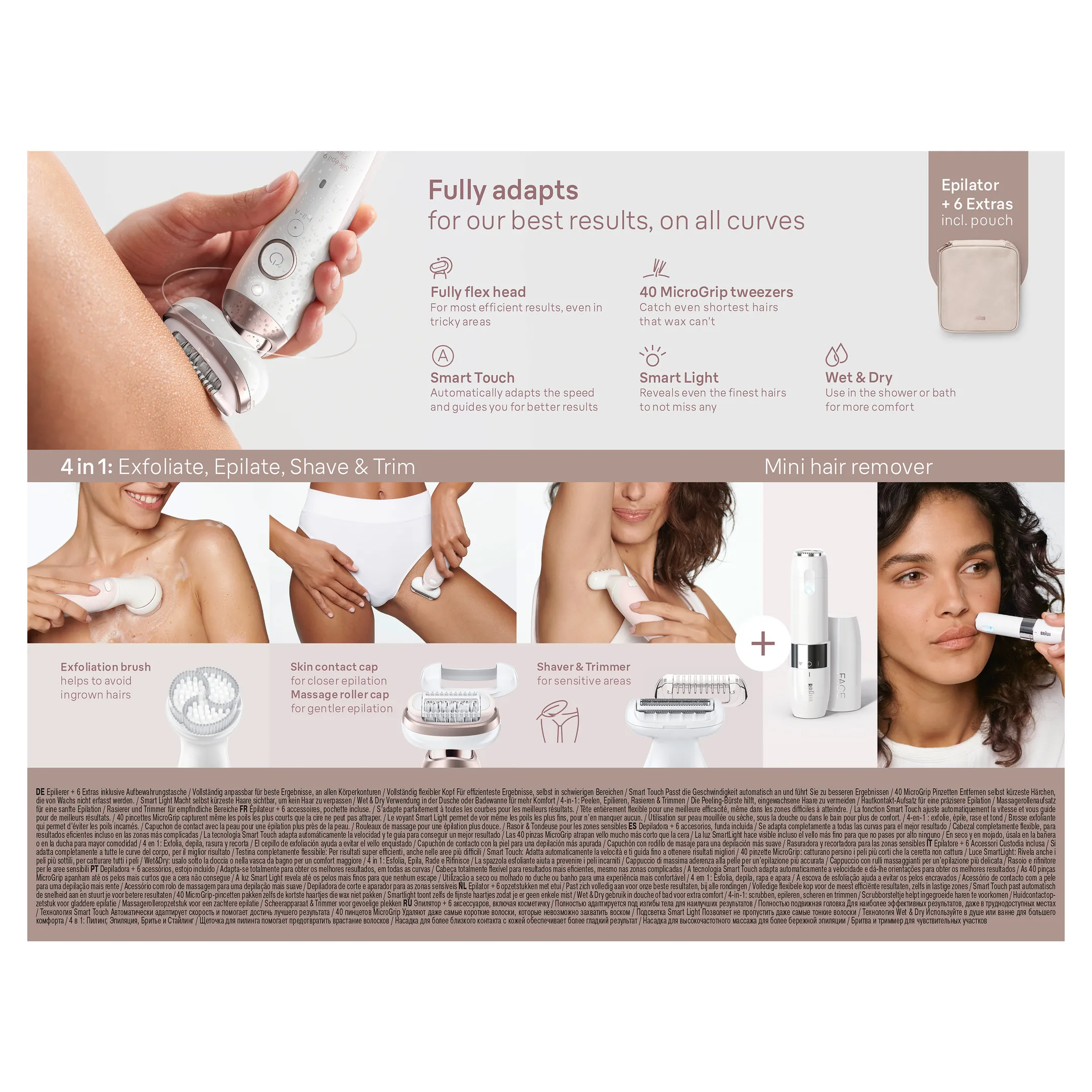 Braun Silk·épil 9 Flex, Epilator Voor Eenvoudig Ontharen, 9-360 3D, Wit/Roze Titan image