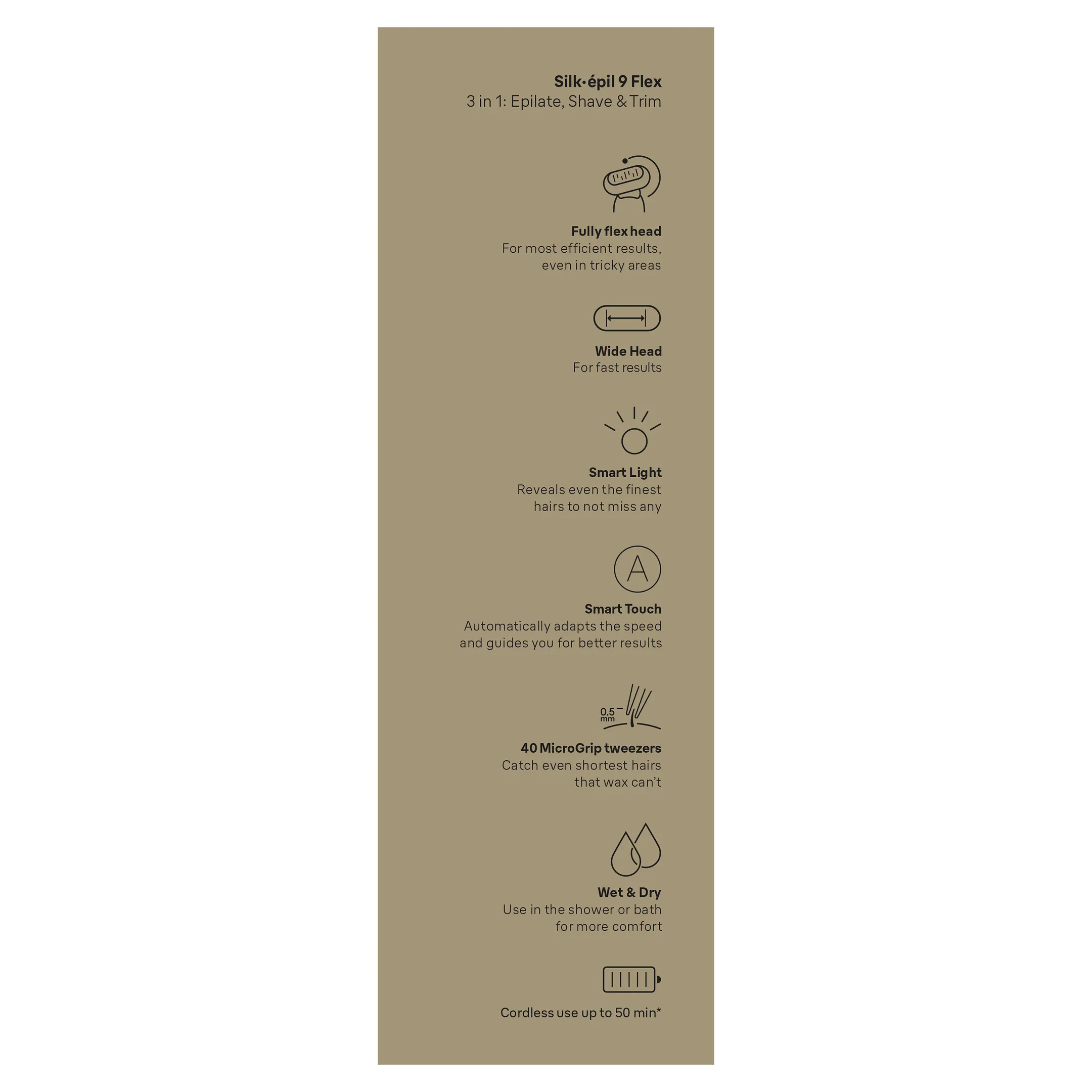 Braun Silk·épil 9 Flex, Epilator Voor Eenvoudig Ontharen, 9-041 3D, Wit/goud image