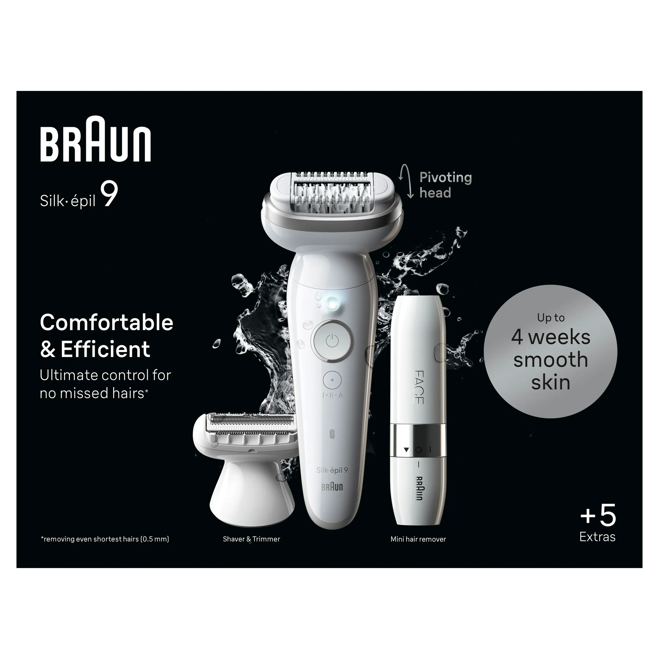 Braun Silk-épil 9, Épilateur Pour Épilation Facile, Peau Douce Longue Durée 9-041, Blanc/Argent image