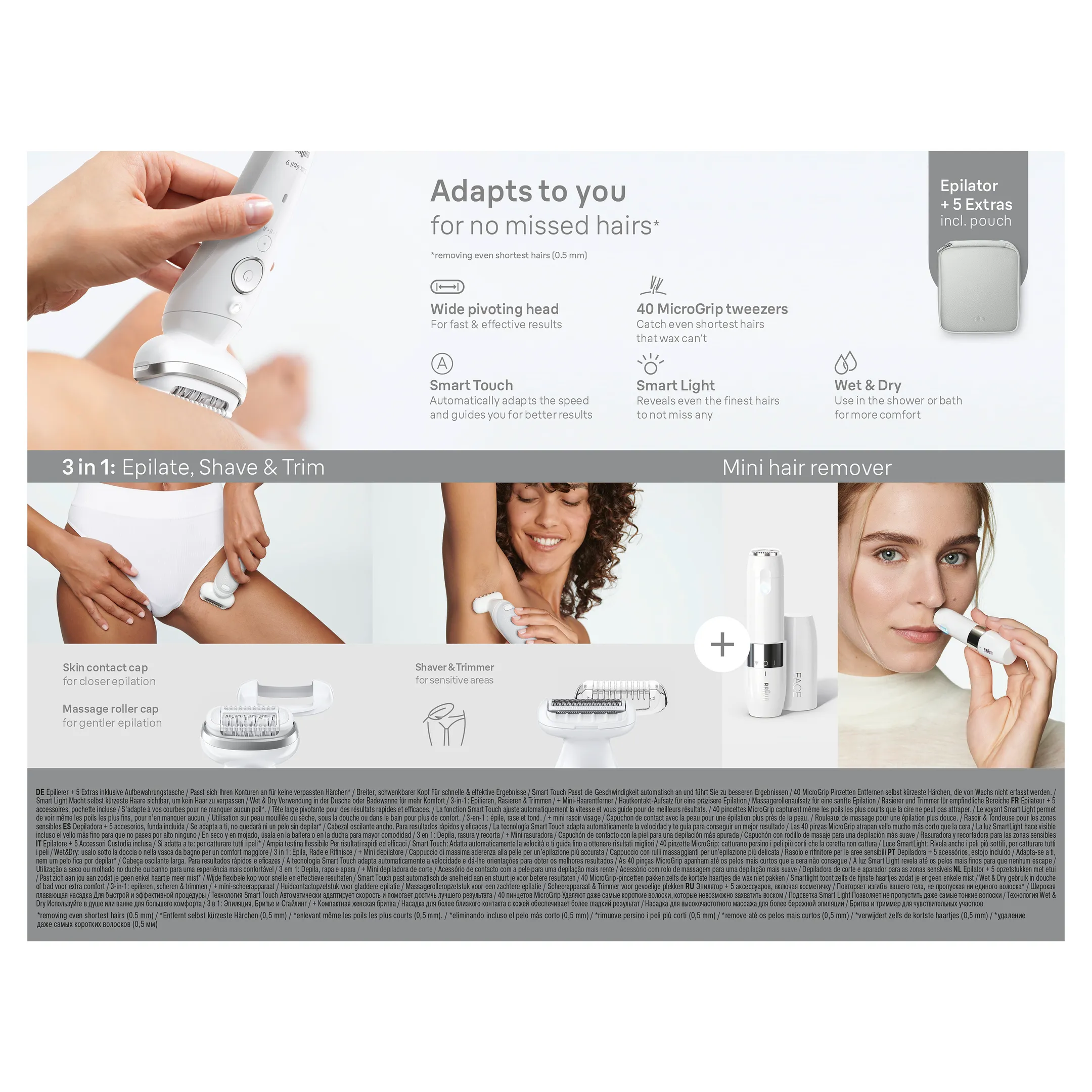 Braun Silk-épil 9, Épilateur Pour Épilation Facile, Peau Douce Longue Durée 9-041, Blanc/Argent image