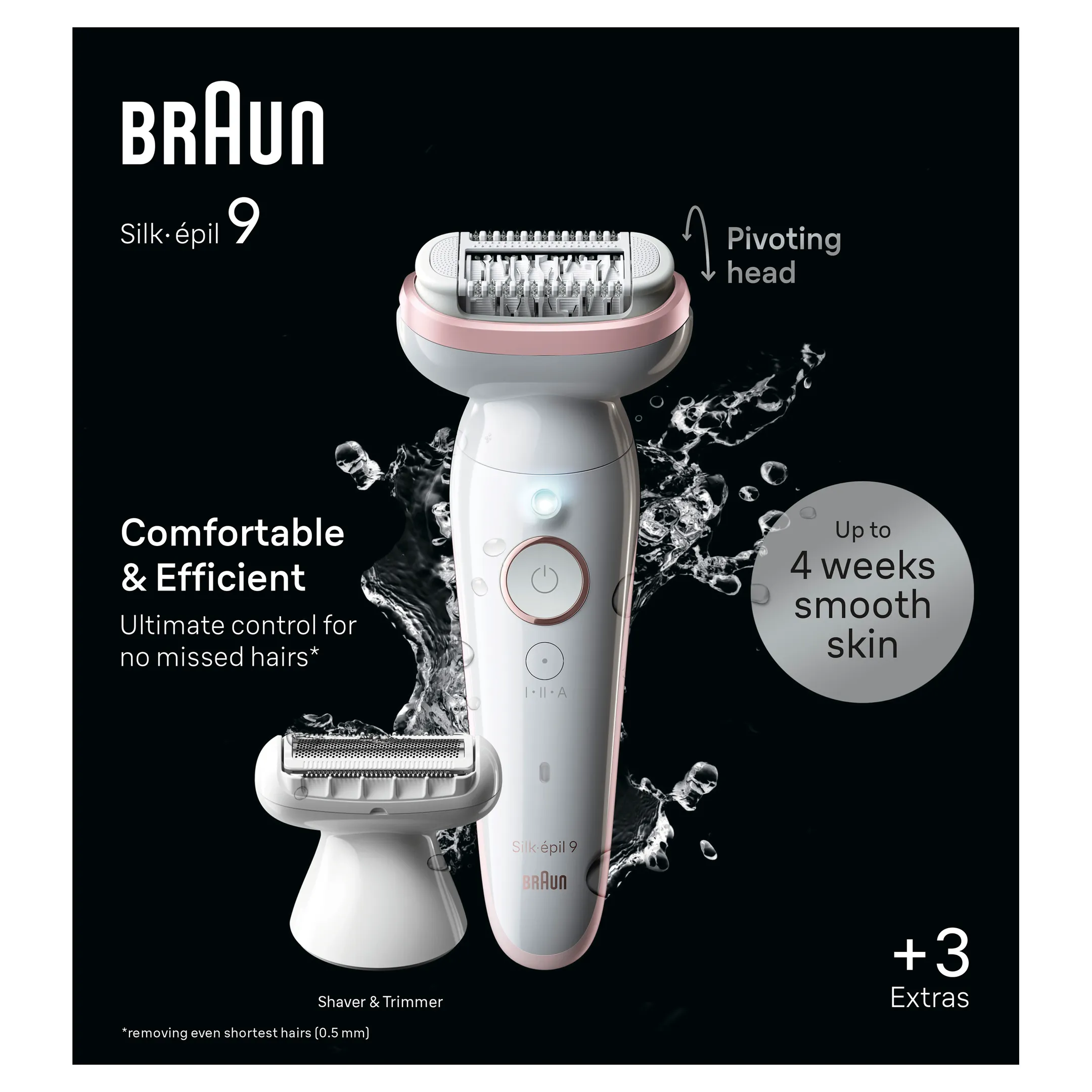 Braun Silk-épil 9, Épilateur Pour Épilation Facile, Peau Douce Longue Durée 9-030, Blanc/Rose image