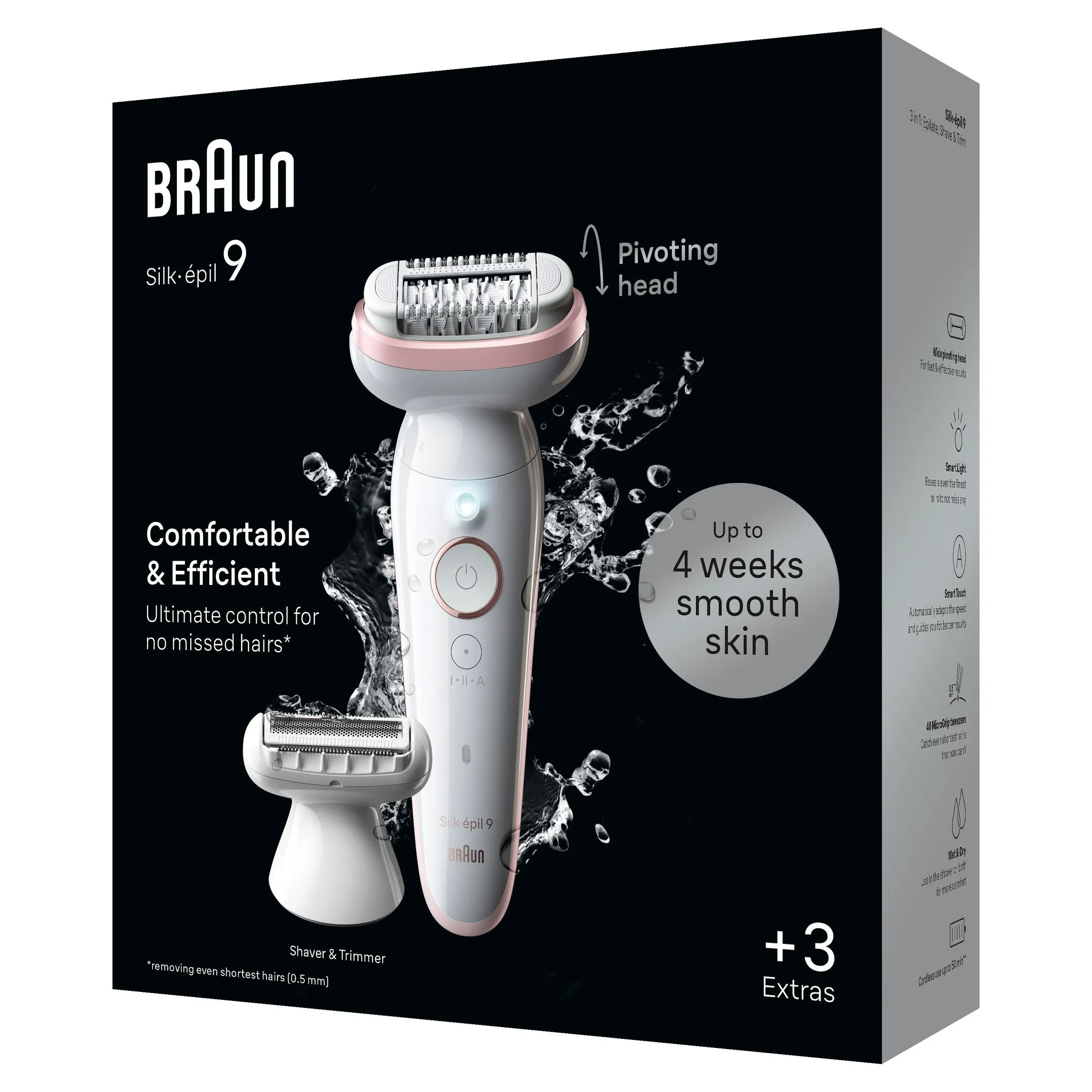 Braun Silk-épil 9, Épilateur Pour Épilation Facile, Peau Douce Longue Durée 9-030, Blanc/Rose image