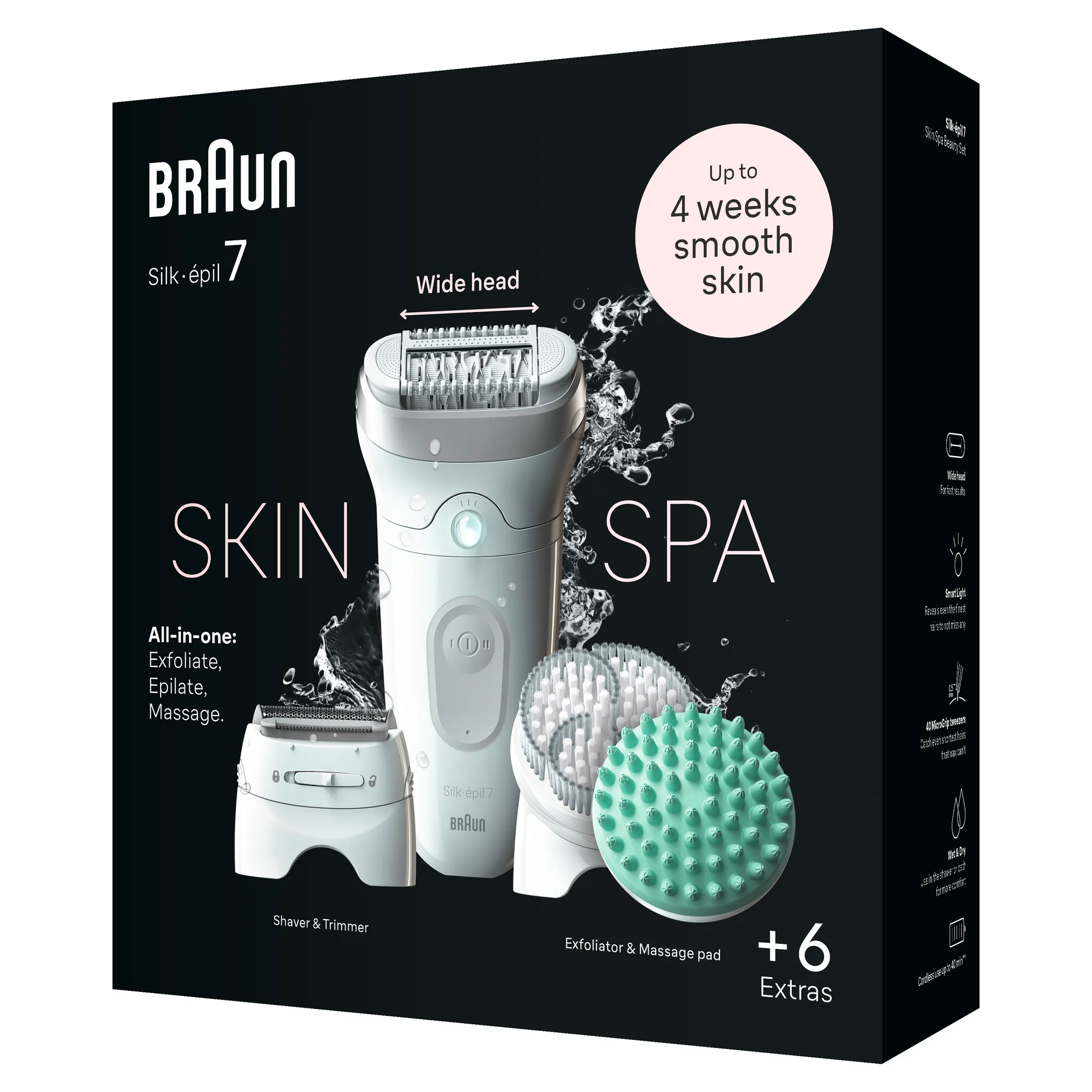 Braun Silk·épil 7 SkinSpa, Epilator Voor Eenvoudige Ontharing, Langdurig Gladde Huid, 7-081, Wit/Zilver image