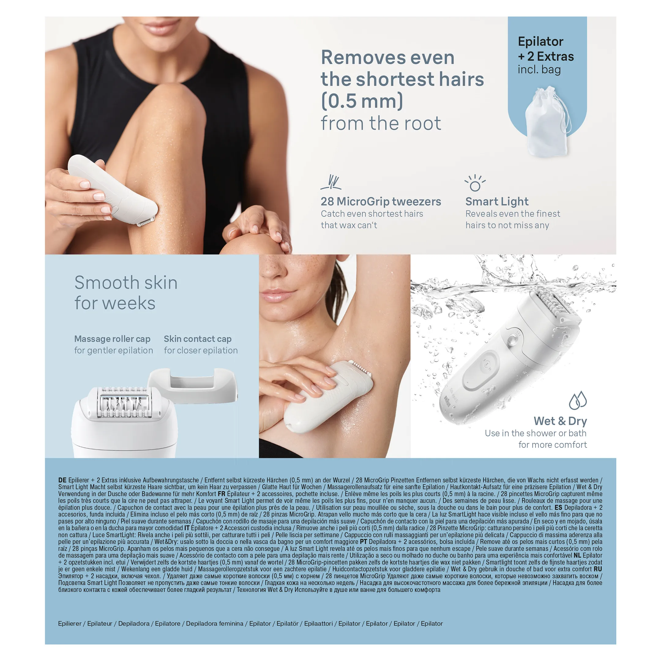 Braun Silk-épil 5, Épilateur Pour Épilation Facile, Peau Douce Longue Durée 5-011, Blanc/Gris image